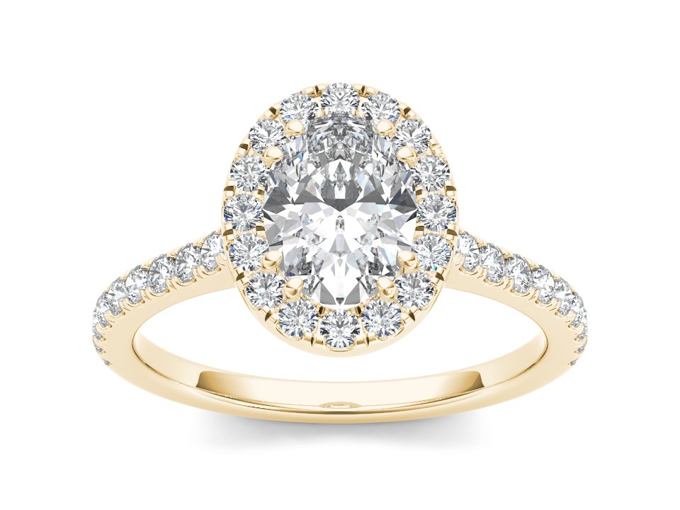 Oval Waterfall Halo 1.45ct Diamond Ring