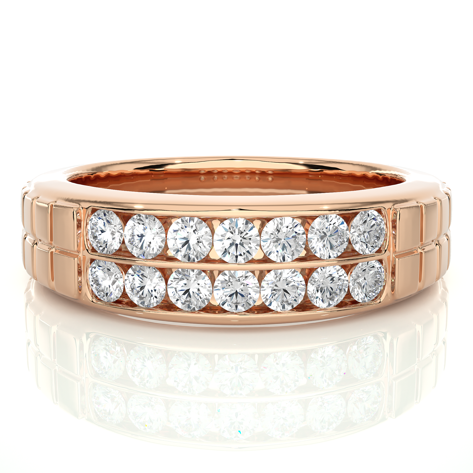 Double Row Lab Grown Diamond Wedding Ring