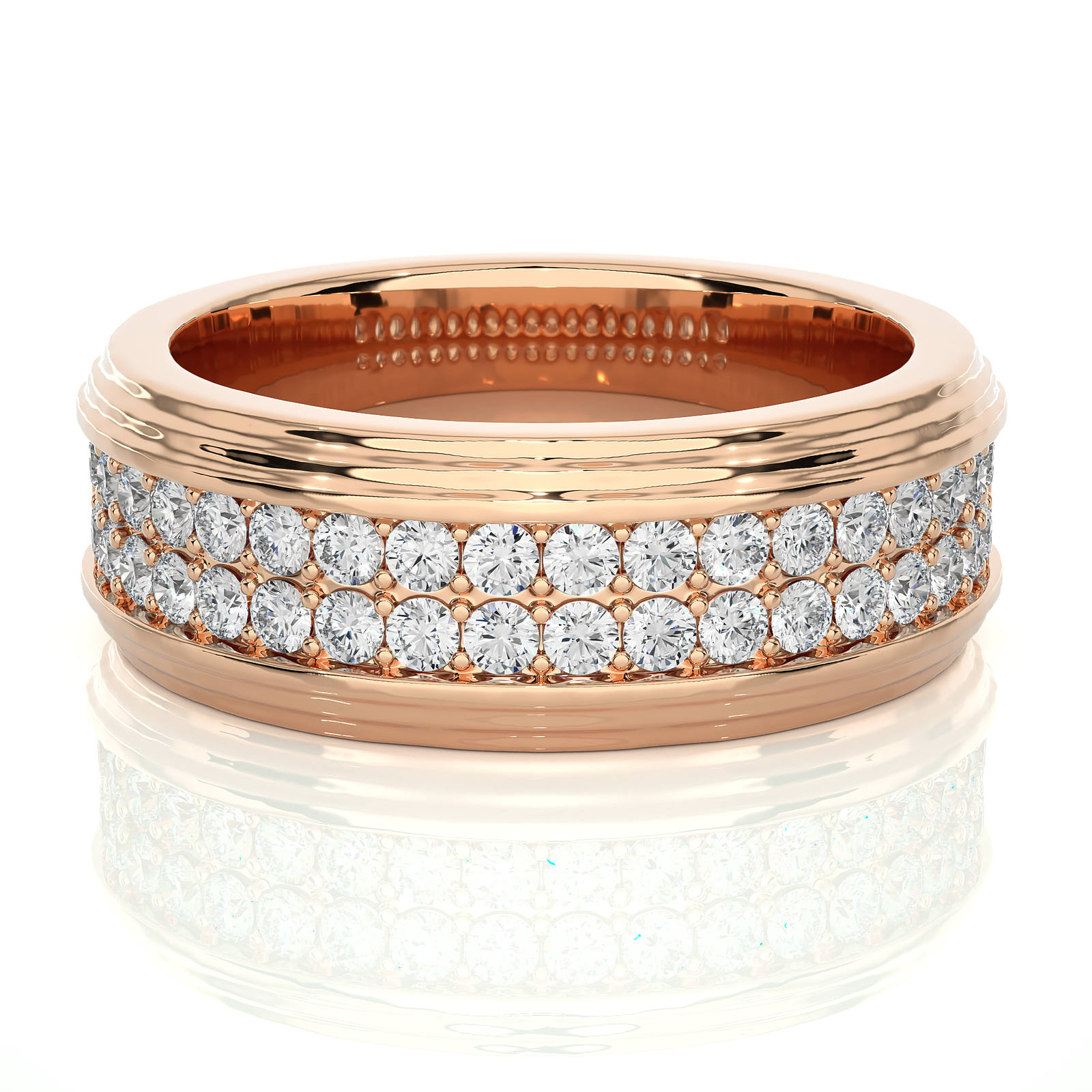 Triple Row Lab Grown Diamond Half Eternity Ring