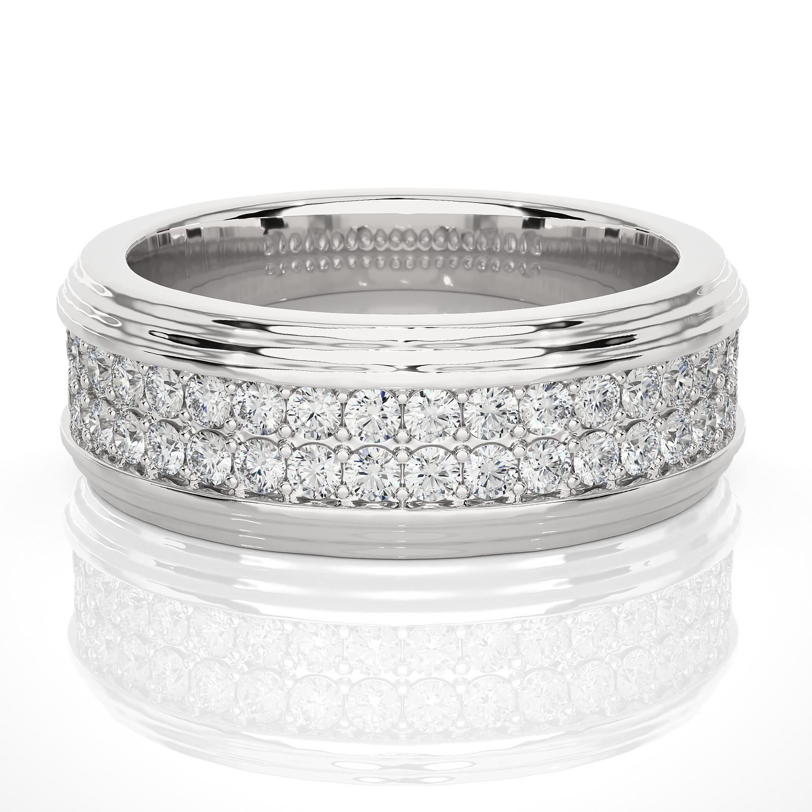 Triple Row Lab Grown Diamond Half Eternity Ring