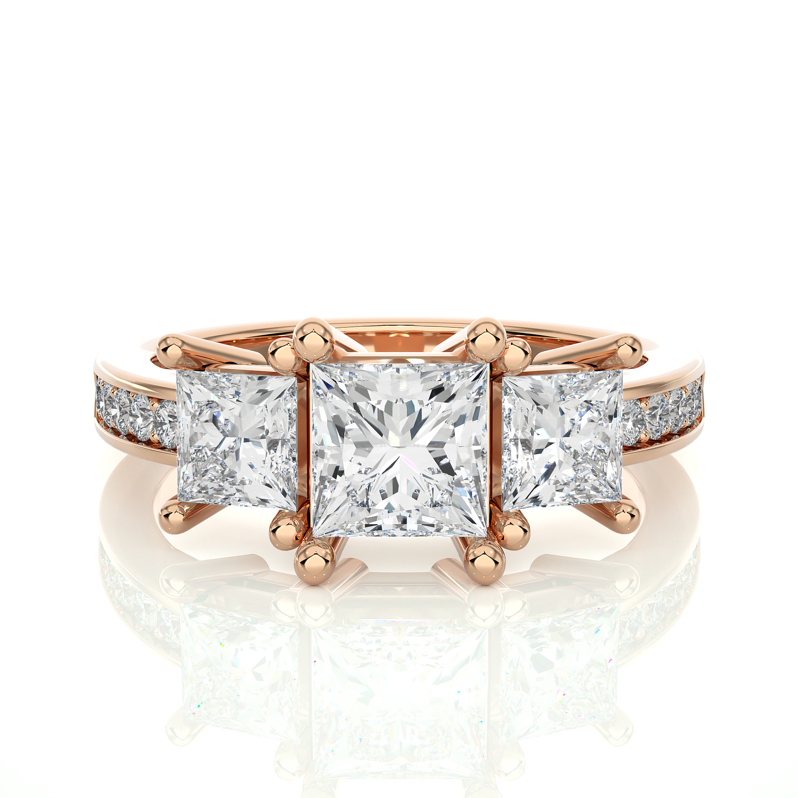 Three-Stone Princess Cut Diamond Engagement Ring