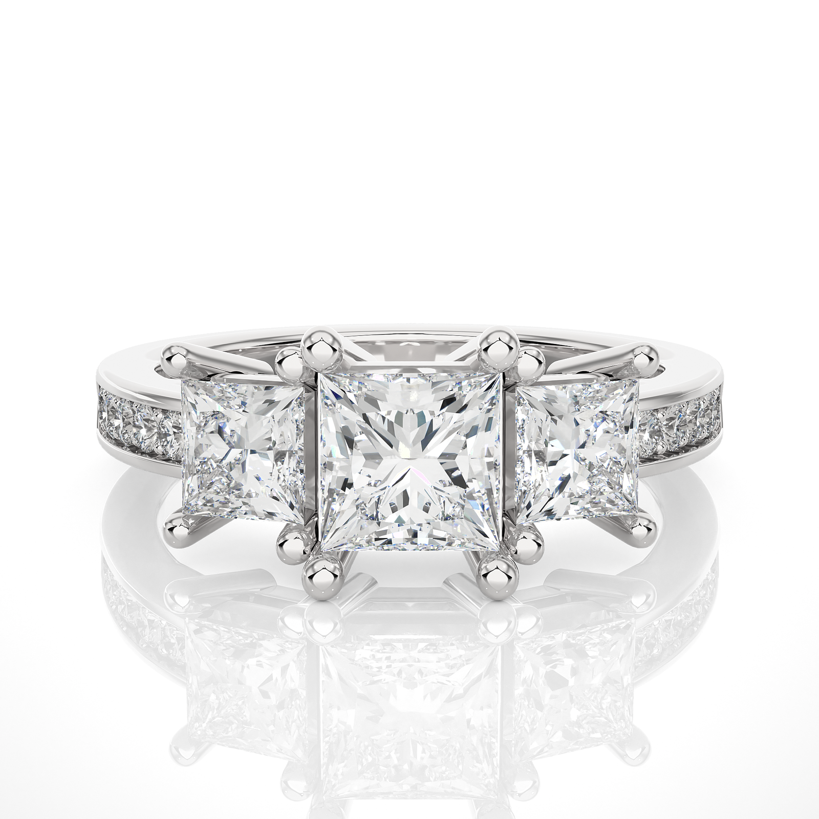 Three-Stone Princess Cut Diamond Engagement Ring