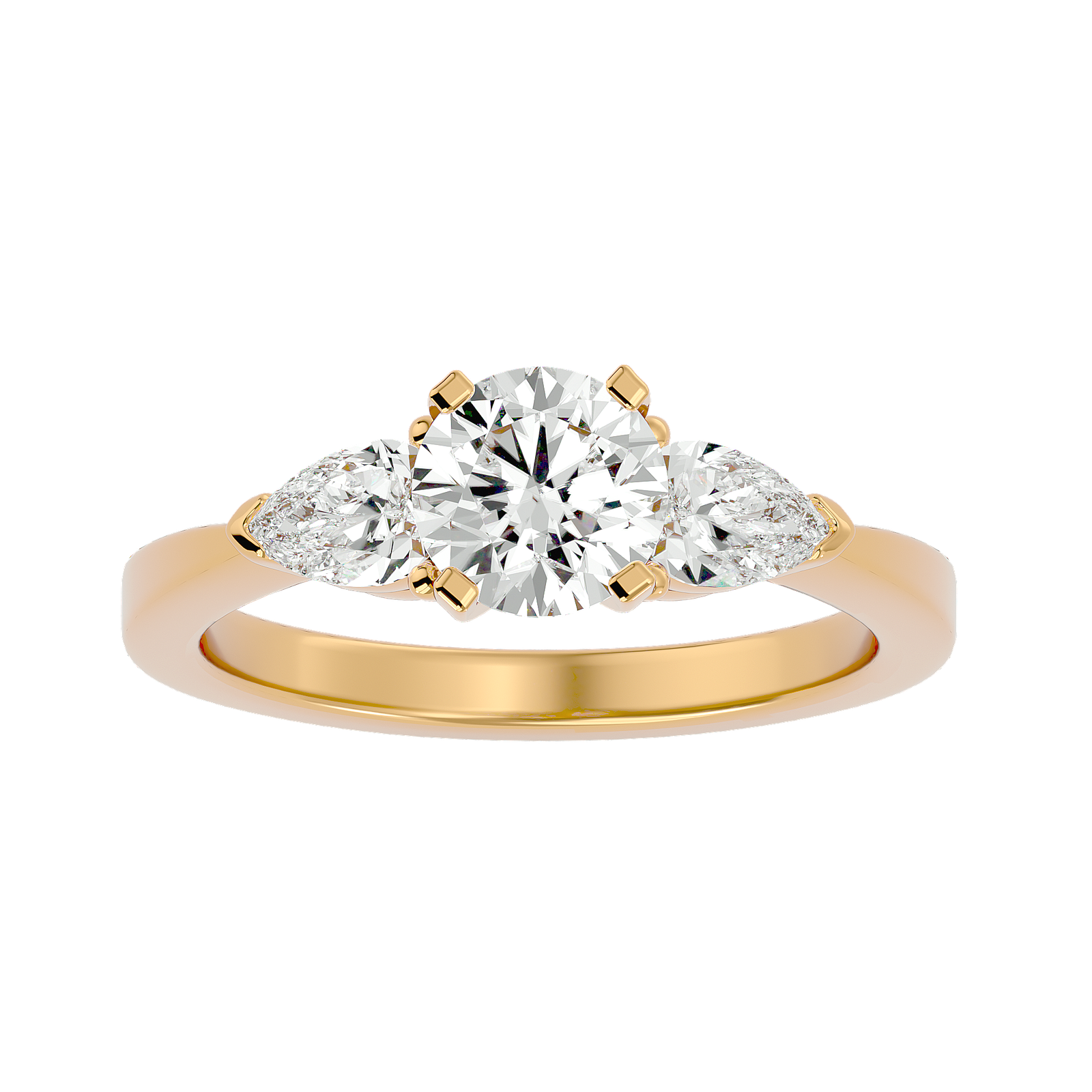 Three-Stone Round and Pear Diamond Engagement Ring