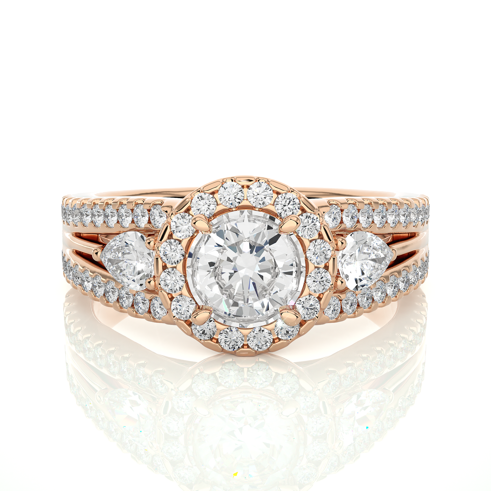 Halo Split Shank Diamond Engagement Ring