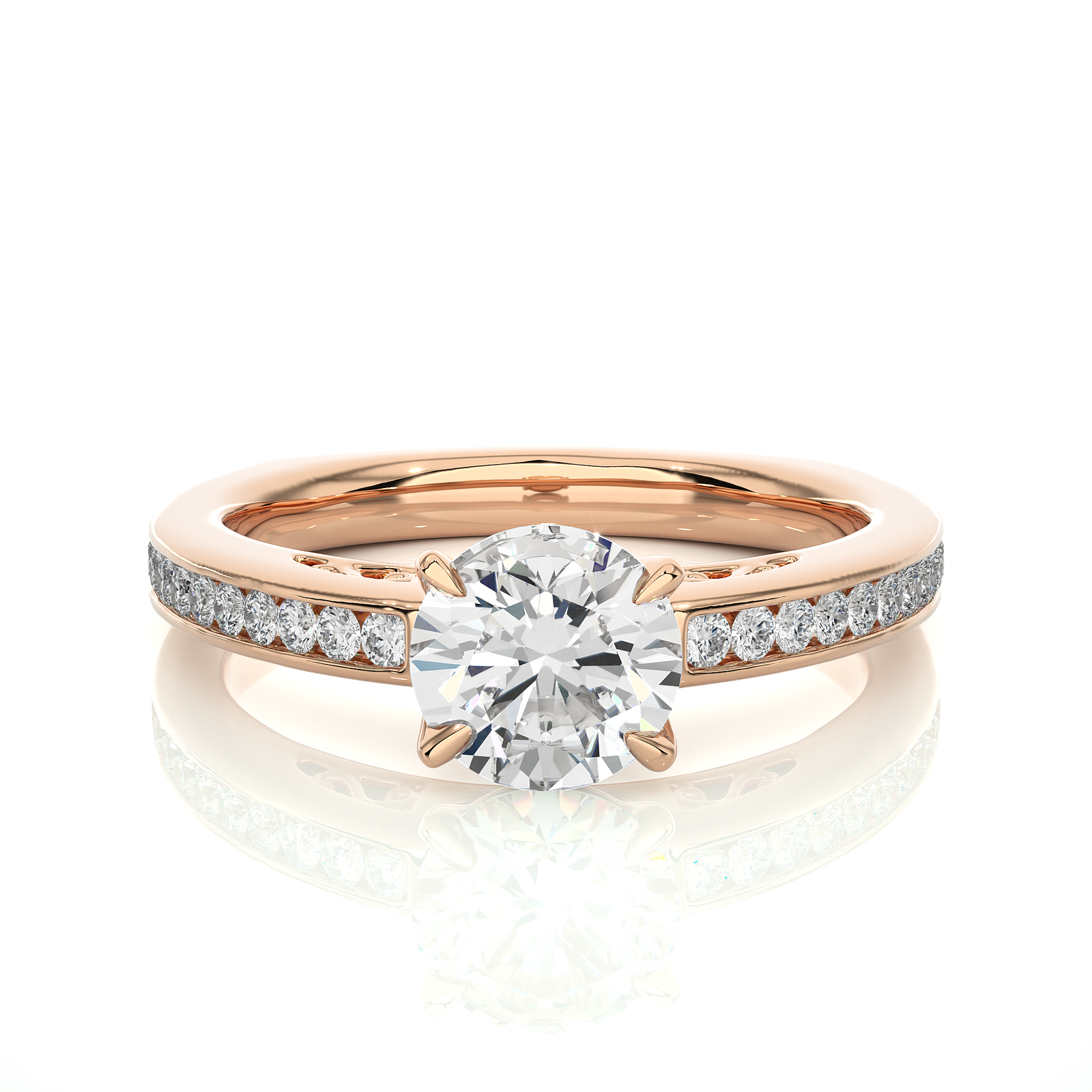 Round-Cut Channel Set Diamond Engagement Ring