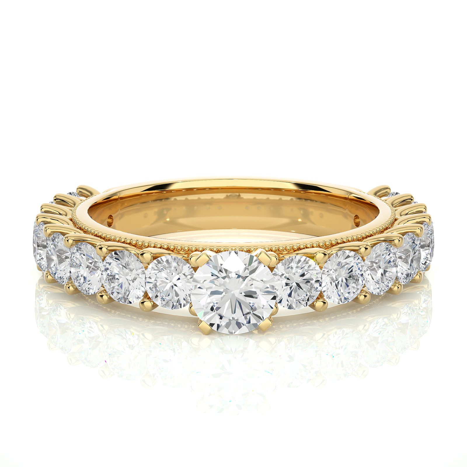 Round Cut Diamond Half Eternity Ring