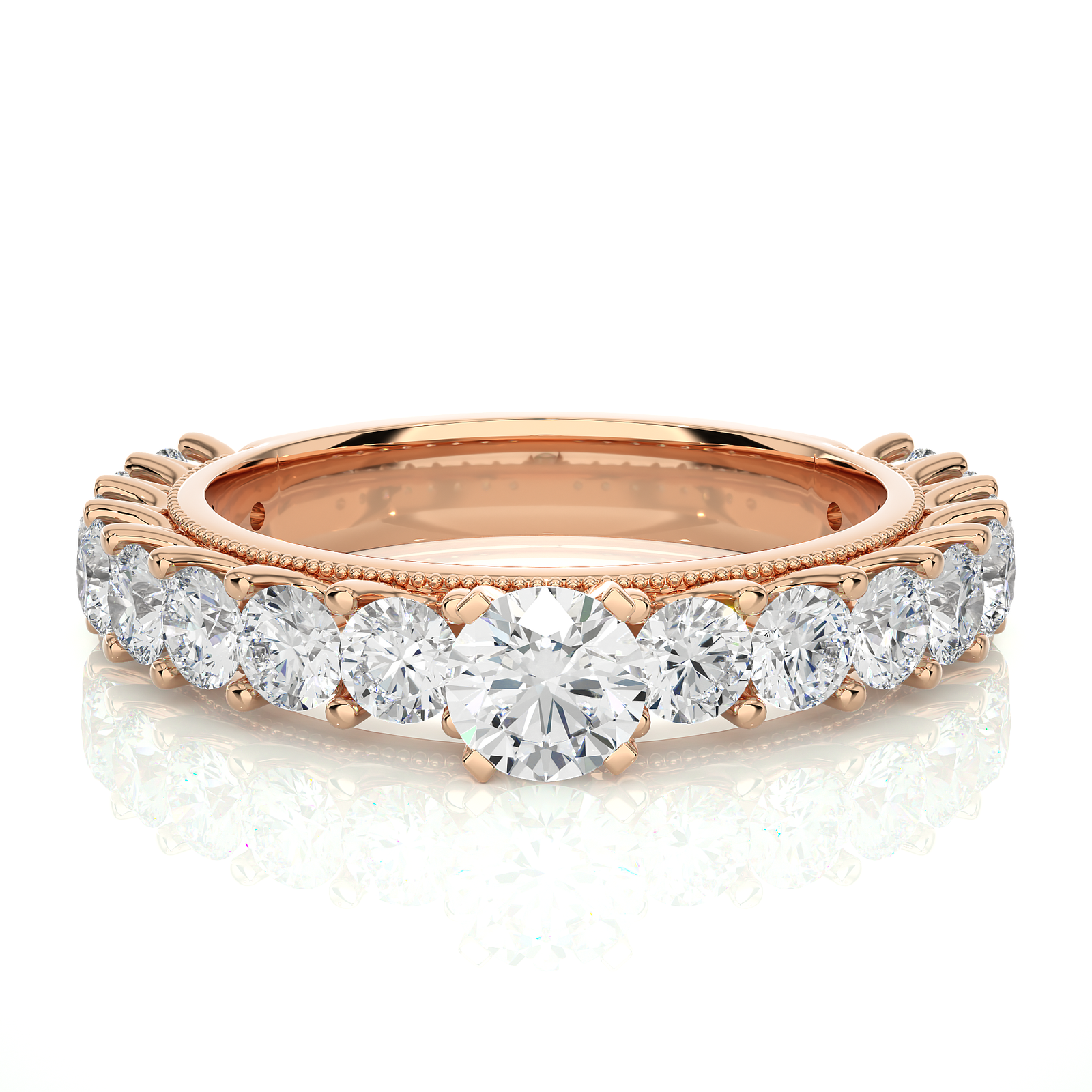 Round Cut Diamond Half Eternity Ring