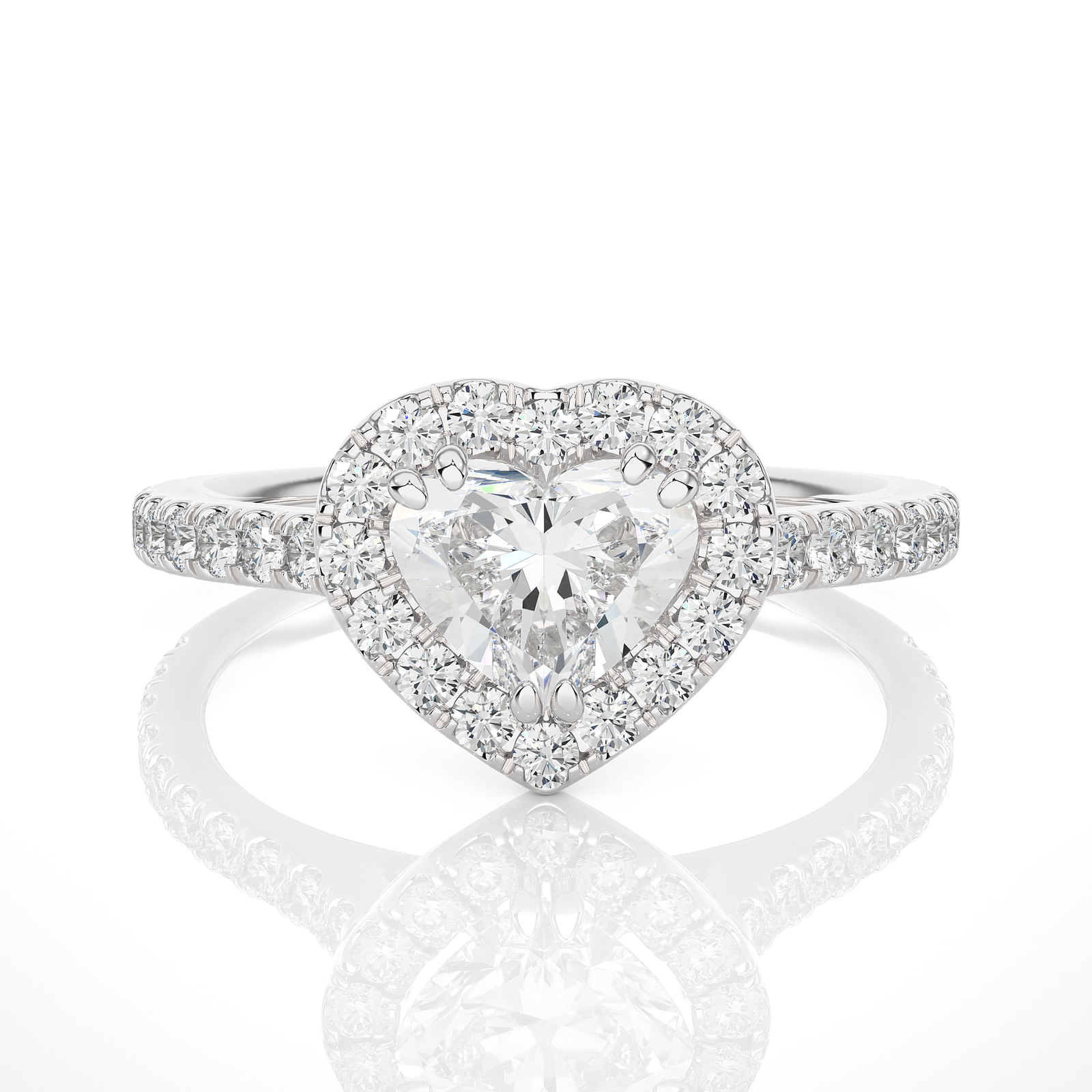 Heart Cut Halo Diamond Engagement Ring