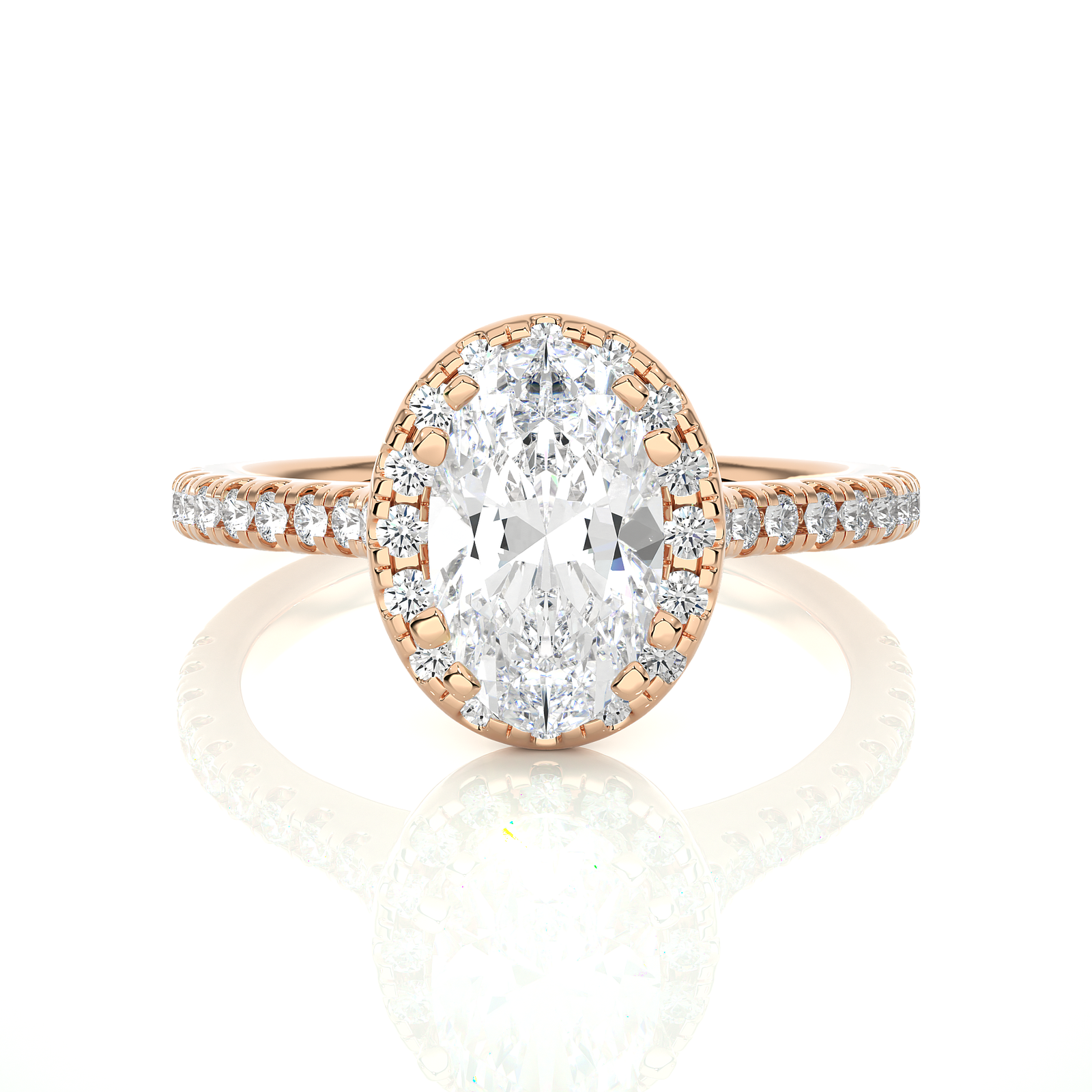 Cathedral-Set Oval Diamond Engagement Ring