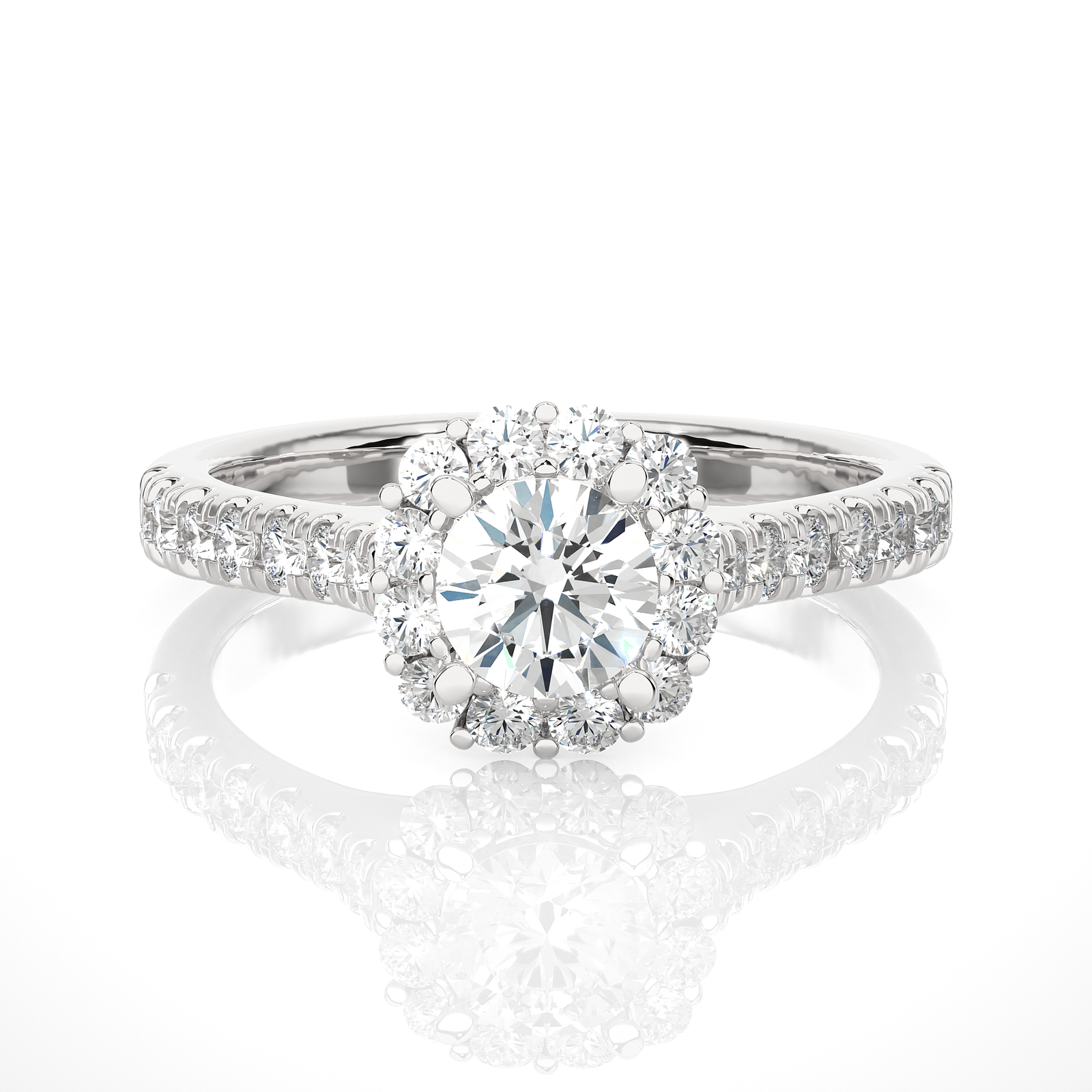Round Halo Diamond Engagement Ring