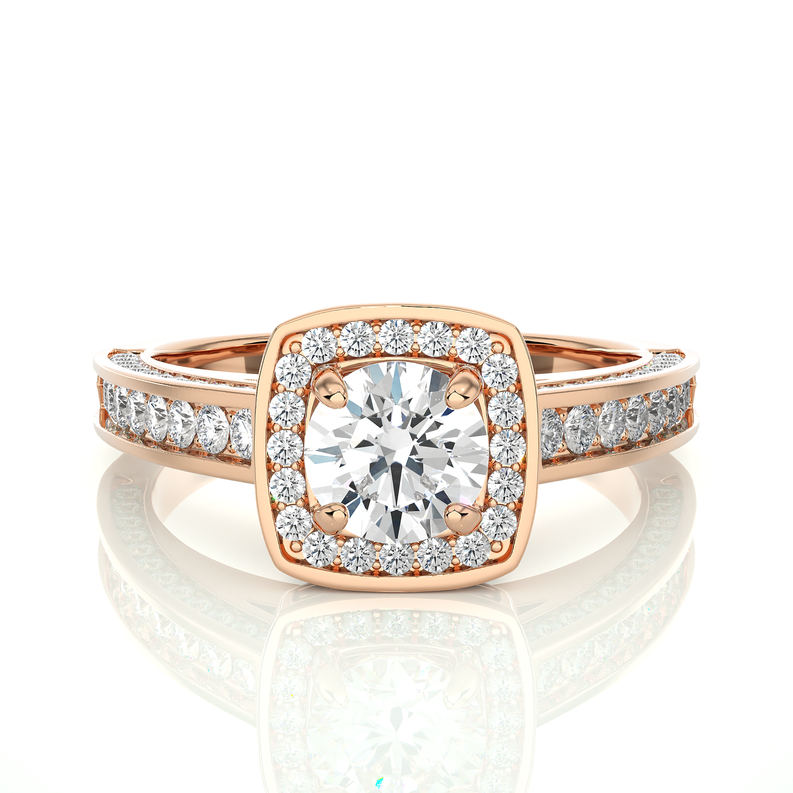 Intricate Cathedral Halo Set Diamond Engagement Ring