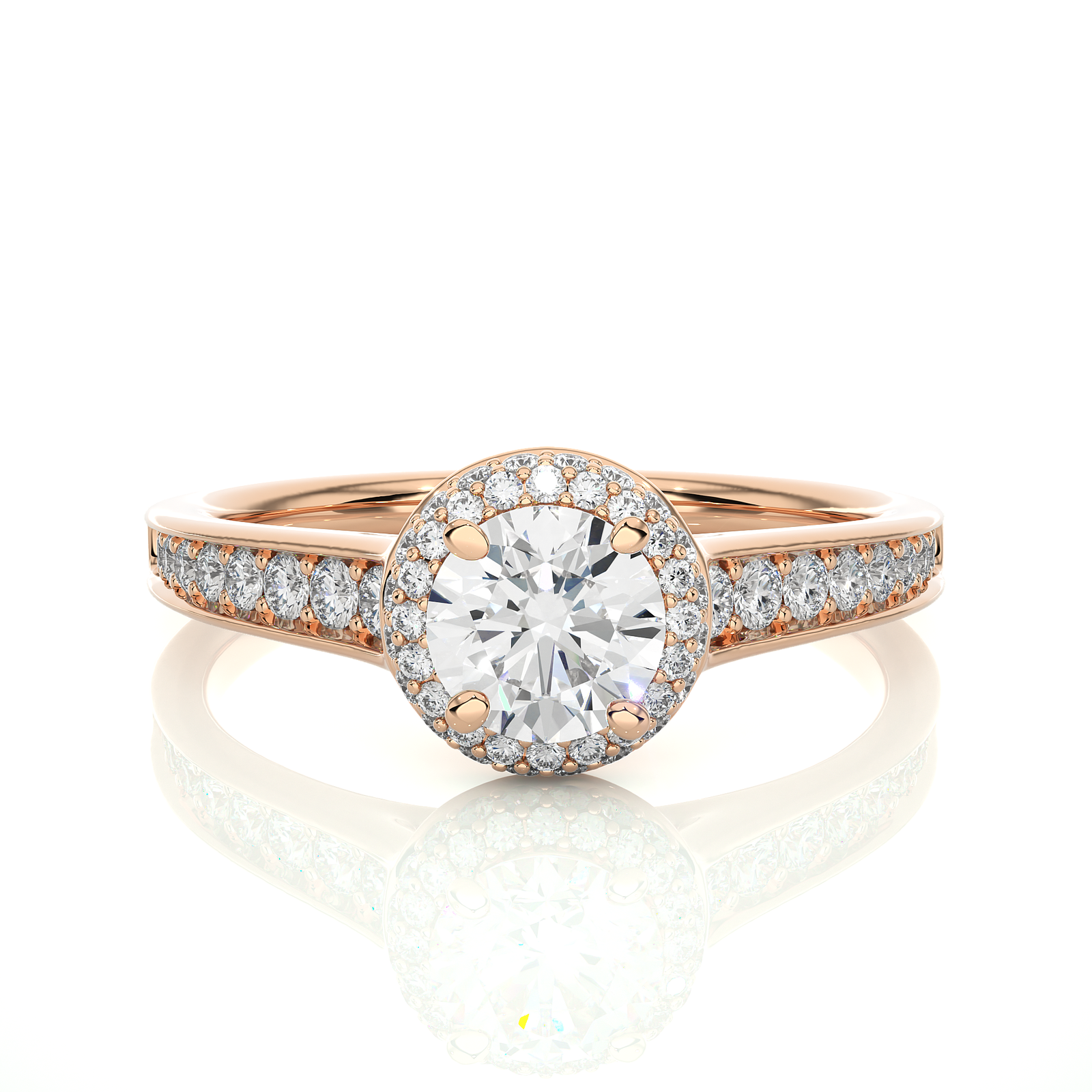 Round-Cut Diamond Halo Engagement Ring