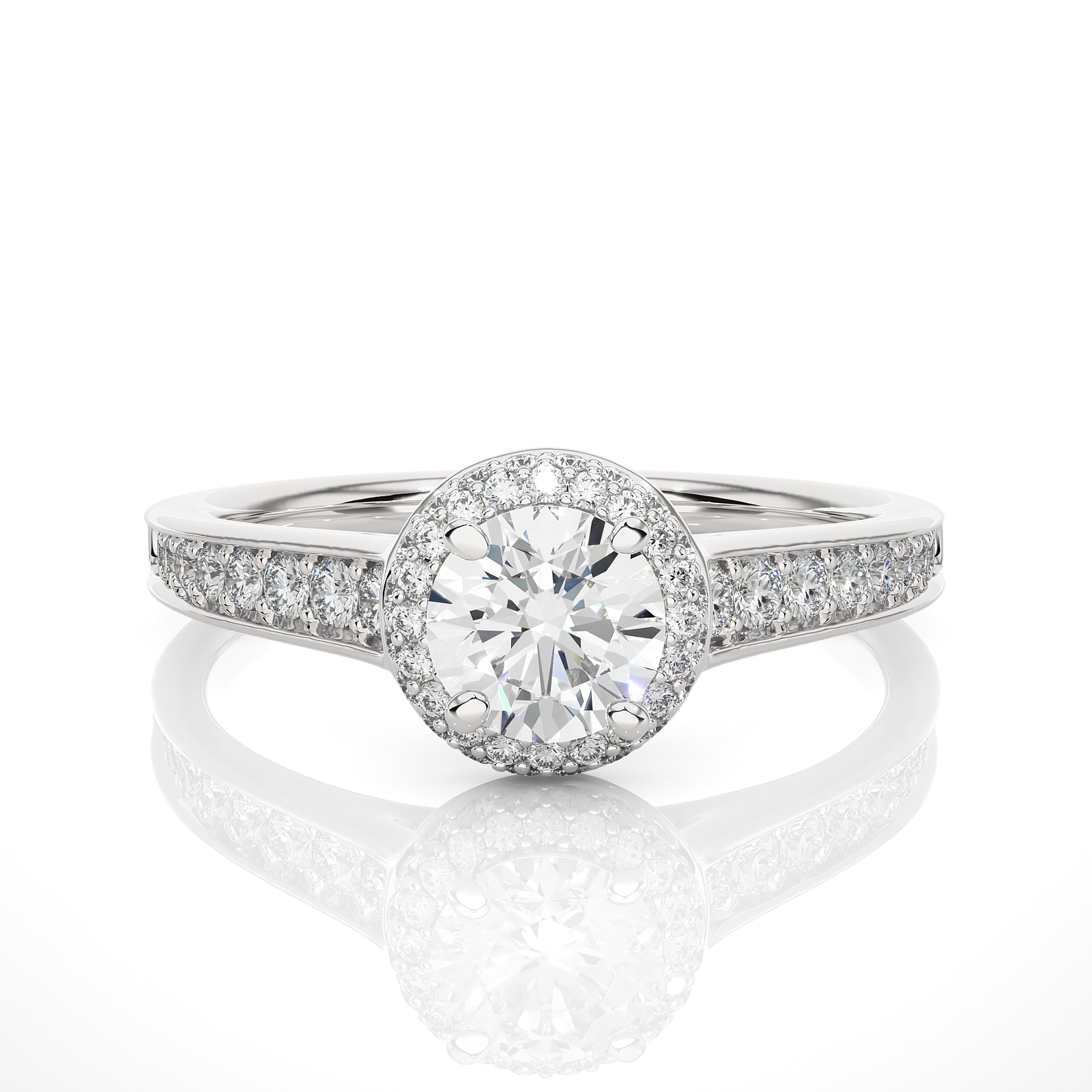 Round-Cut Diamond Halo Engagement Ring