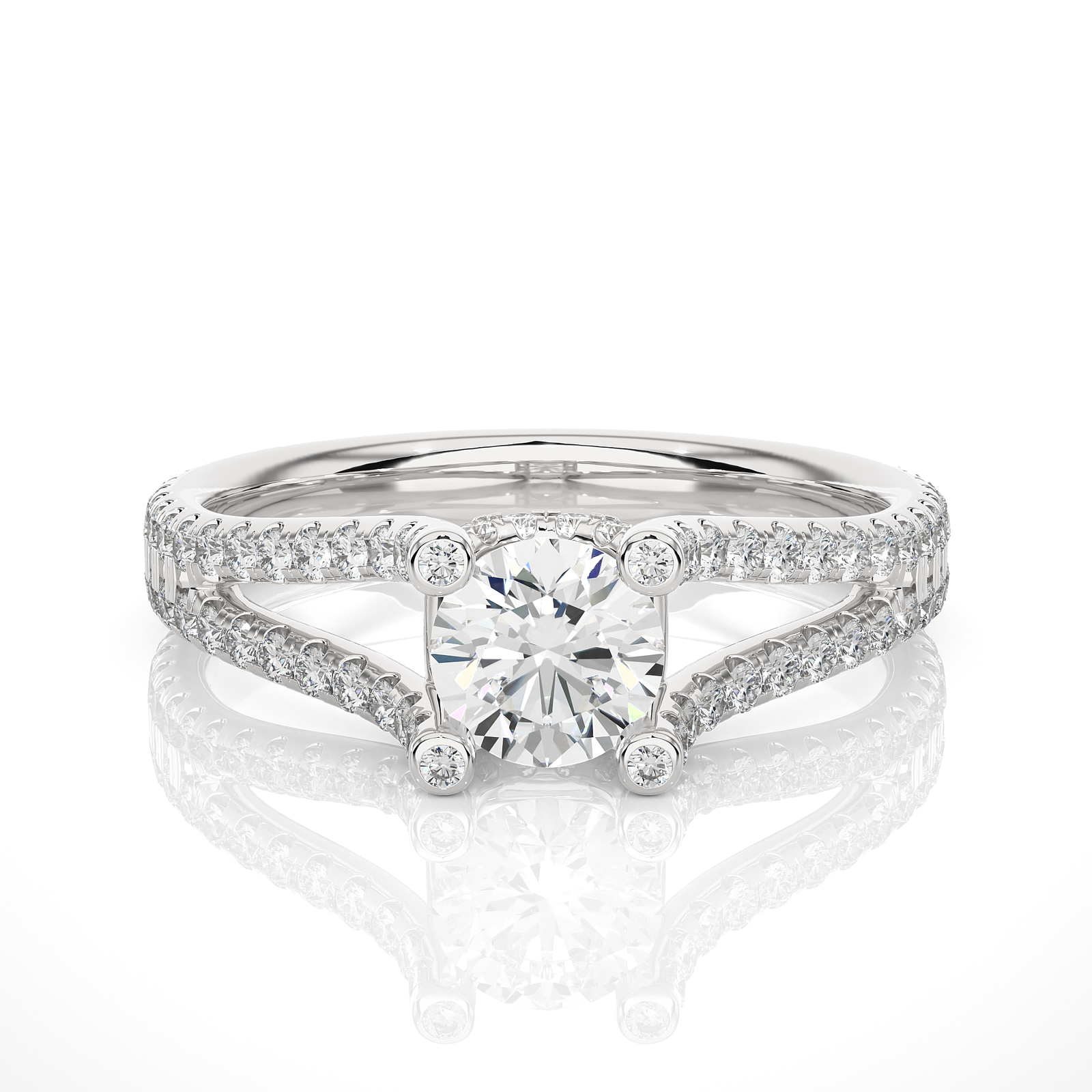 Split Shank Diamond Engagement Ring