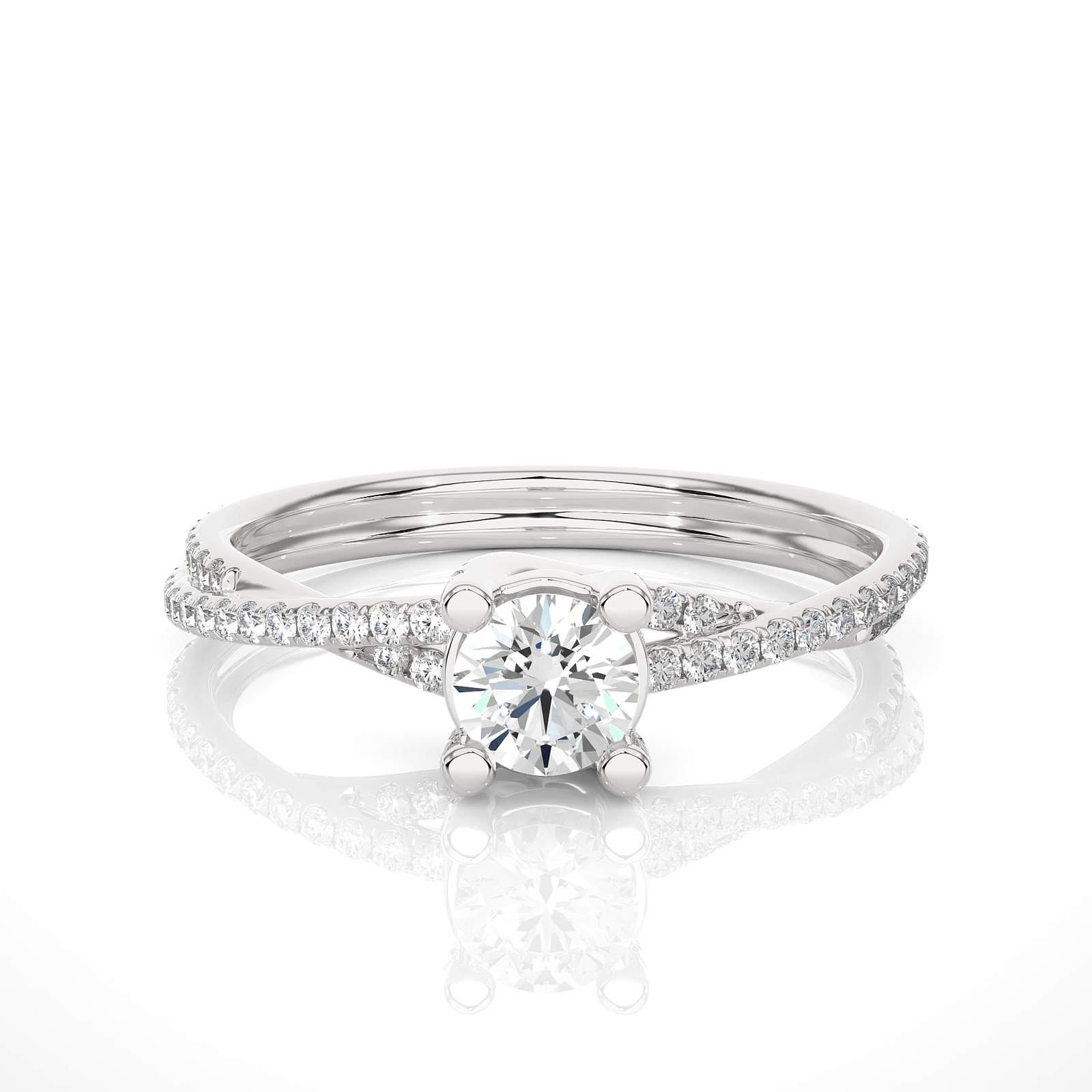Twisted Shank Diamond Engagement Ring