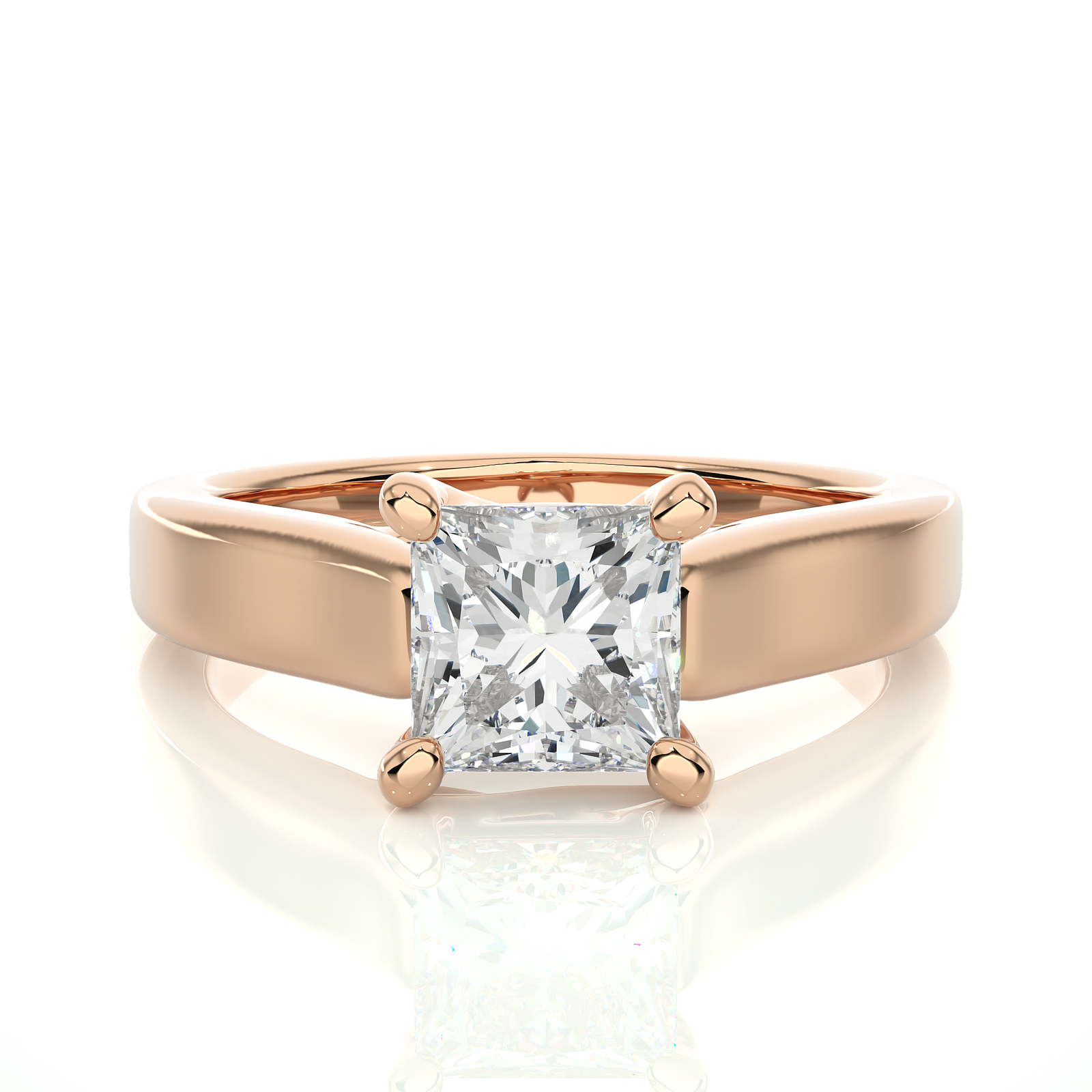 Petite 4-Prong Solitaire Princess Engagement Ring