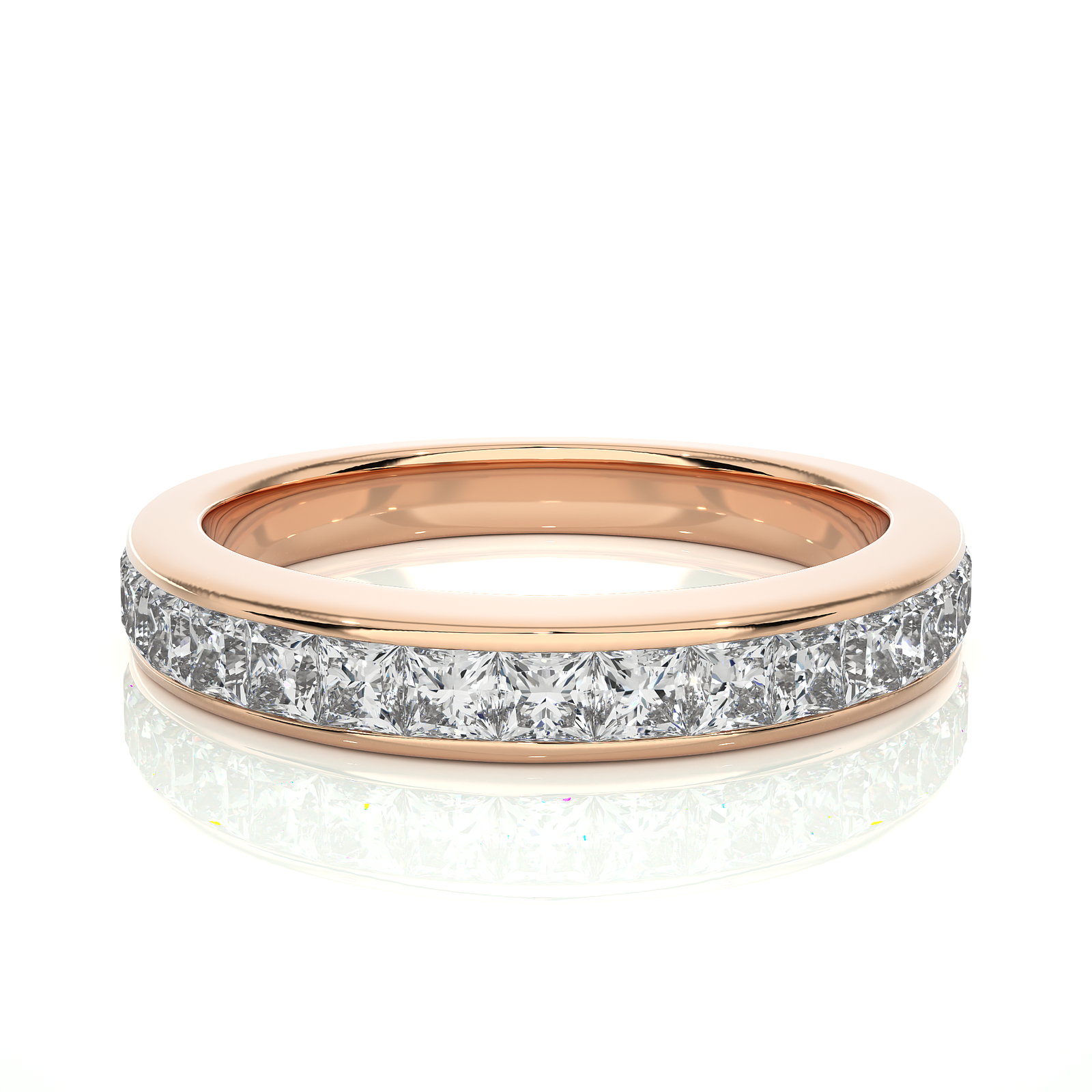 Channel Set Princess Cut Diamond Eternity Band