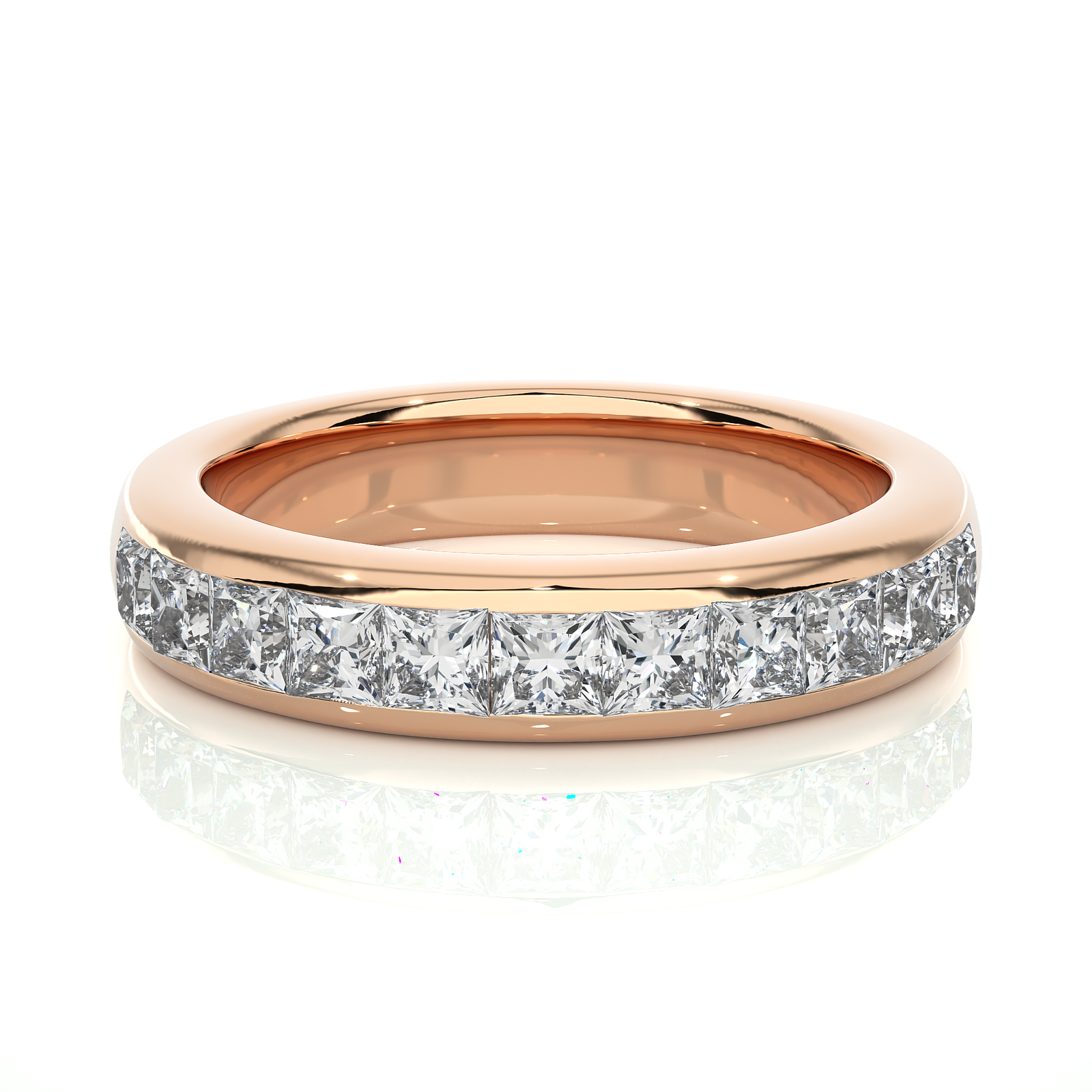 Channel Set Princess Cut Diamond Wedding Band