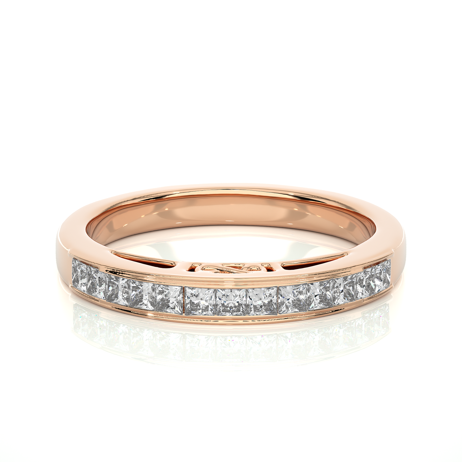 Princess Diamond Eternity Band Filigree Accent Ring