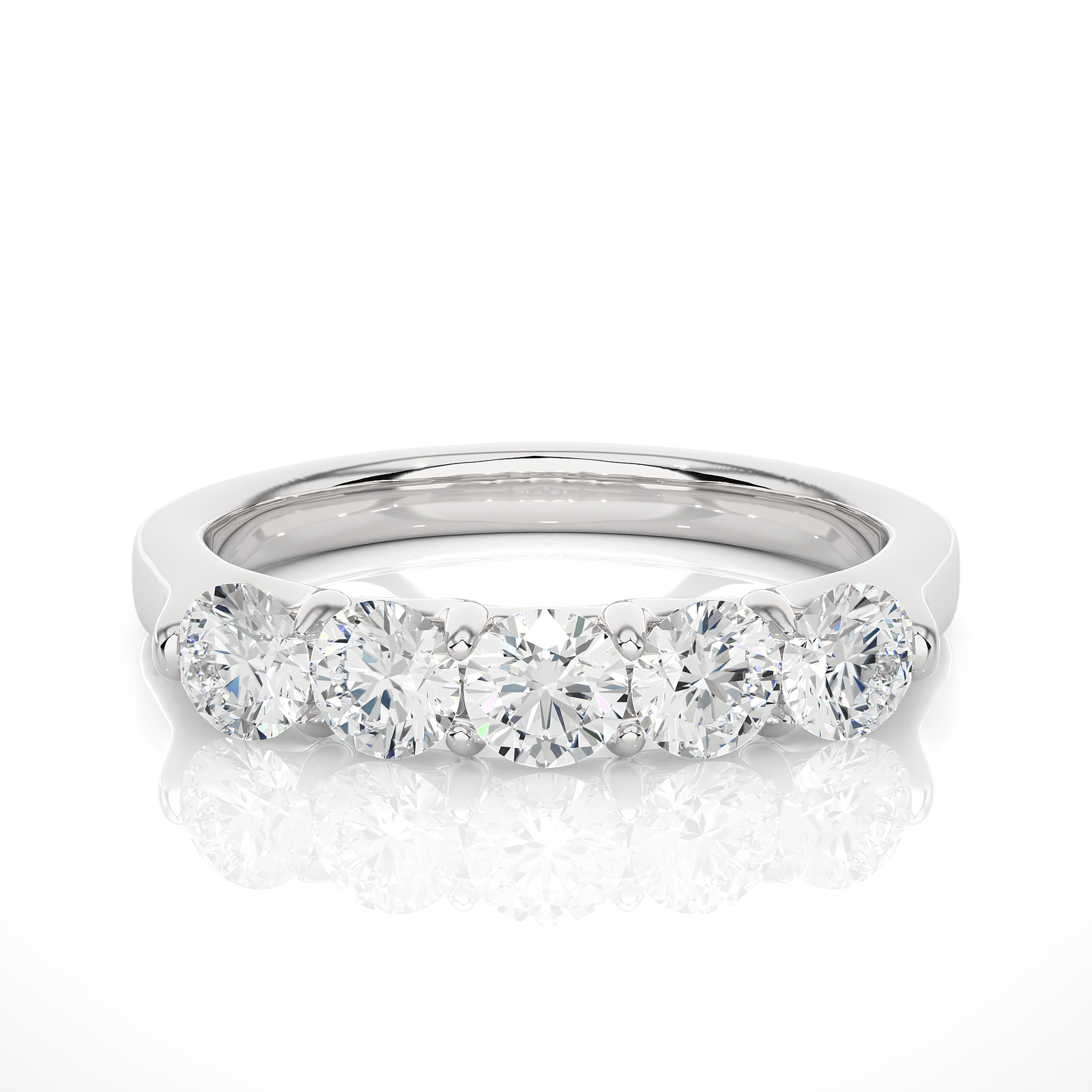 Five-Stone Round Diamond Wedding Band