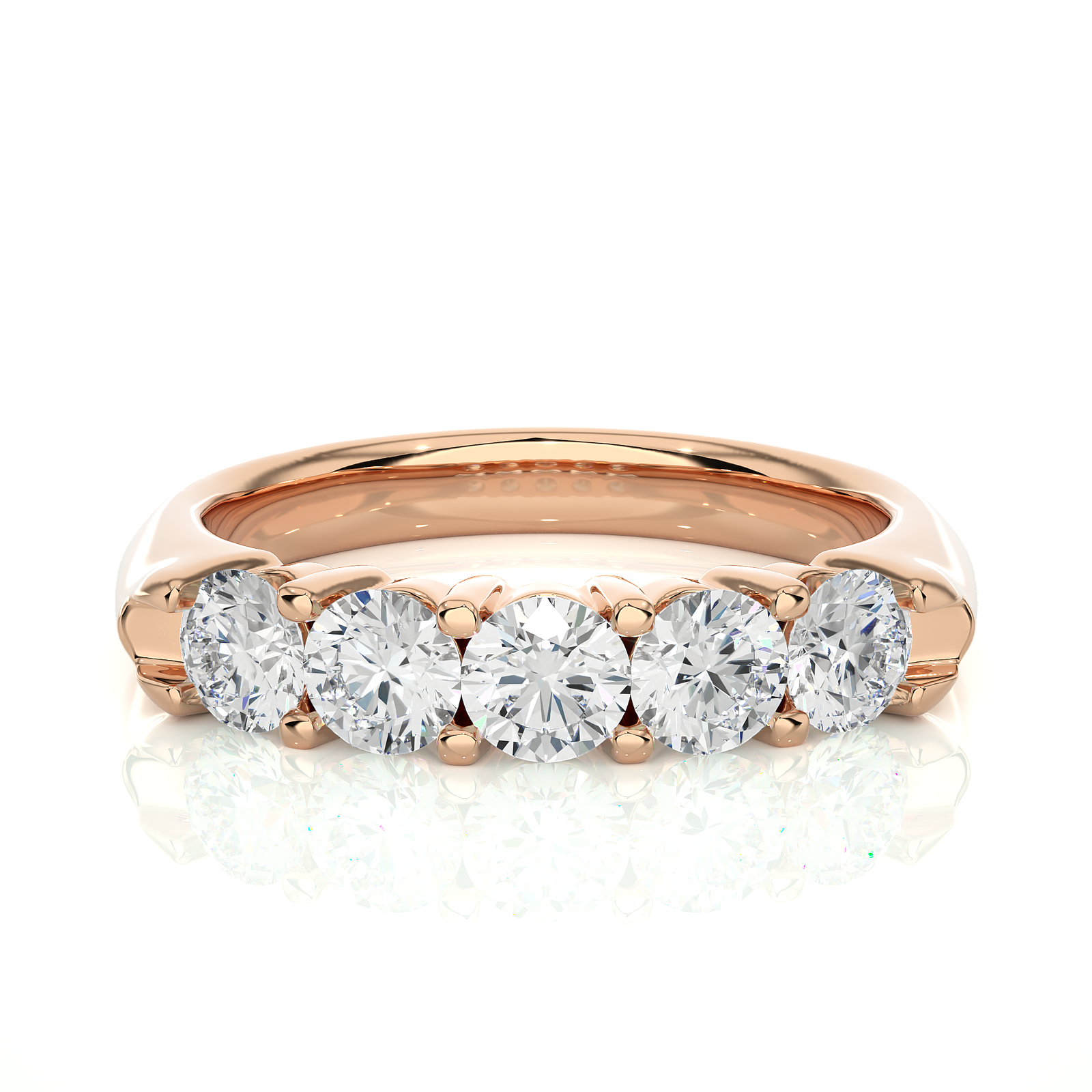 Five-Stone Round Diamond Wedding Ring 