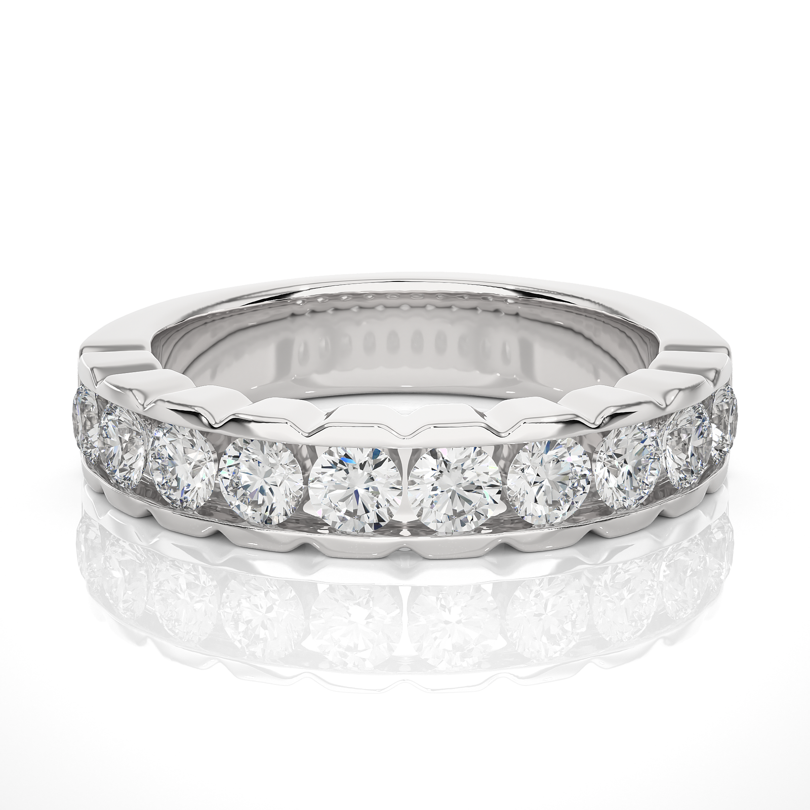 Bold Round Diamond Wedding Band