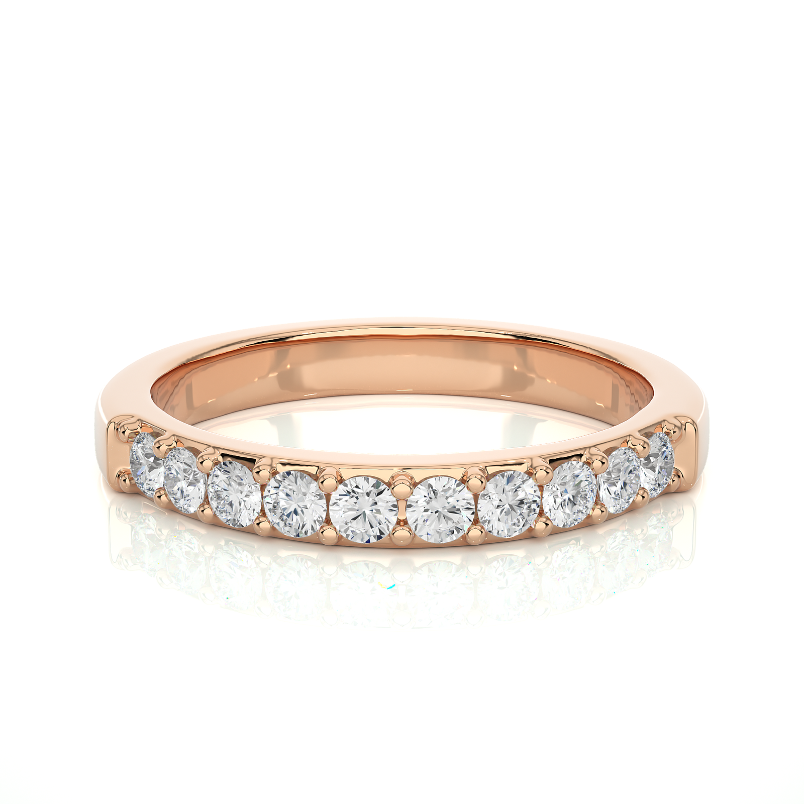 Prong Set Round Diamond Wedding Band