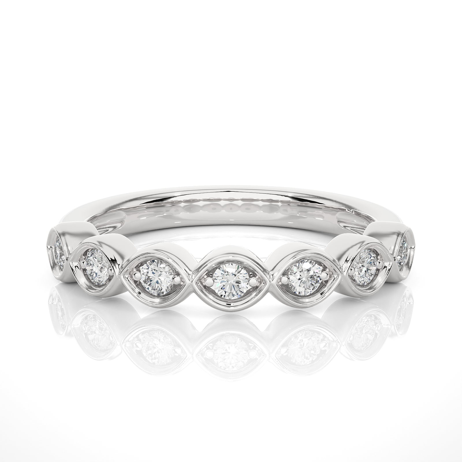 Bezel-Set Round Diamond Wedding Band