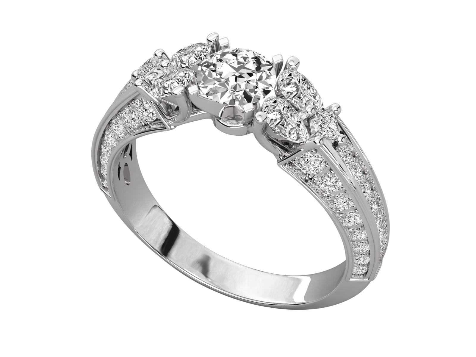 Oval Cut Engagement Ring with Side Stones