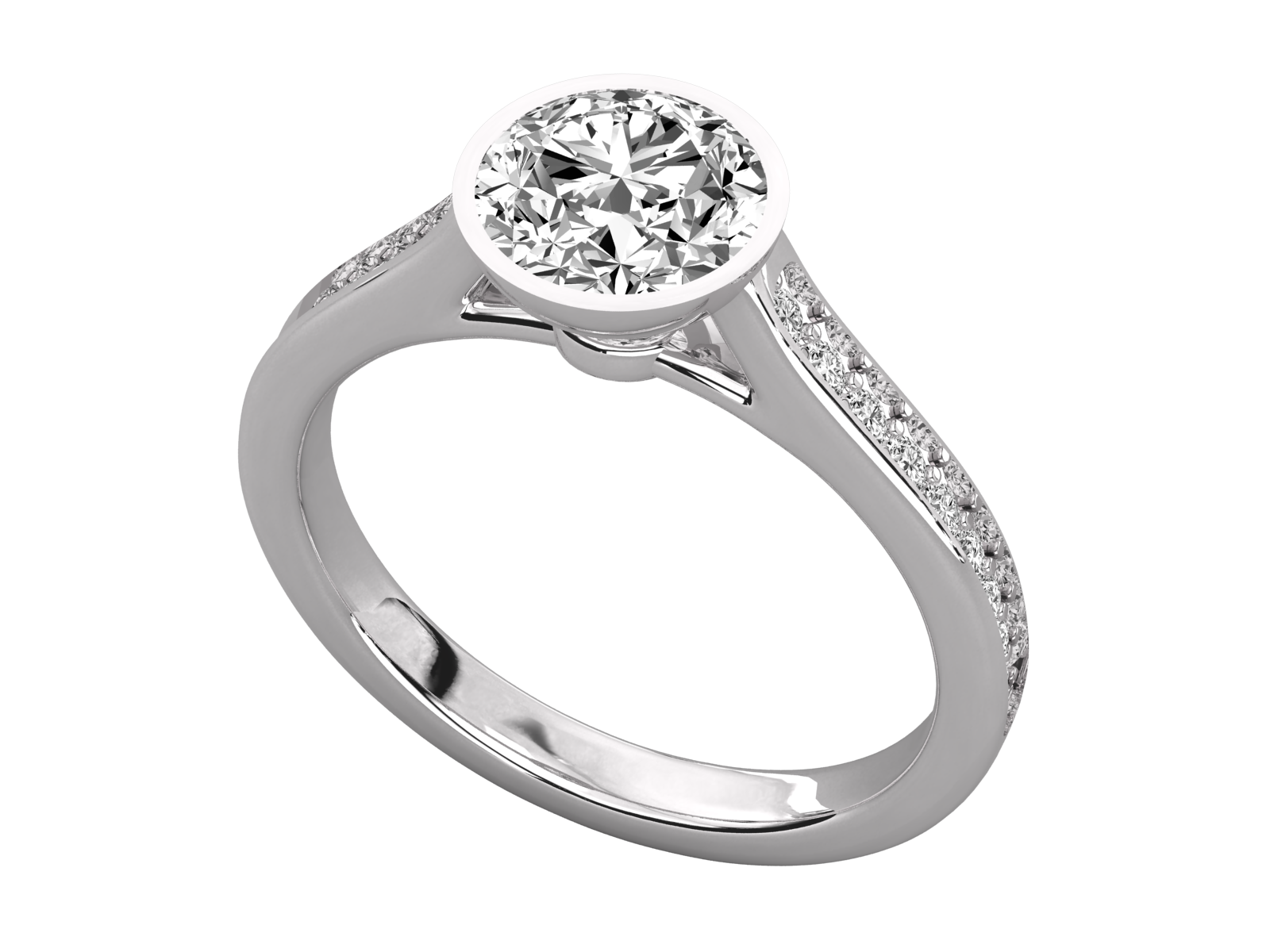 Rose Gold Bezel Set Diamond Engagement Ring