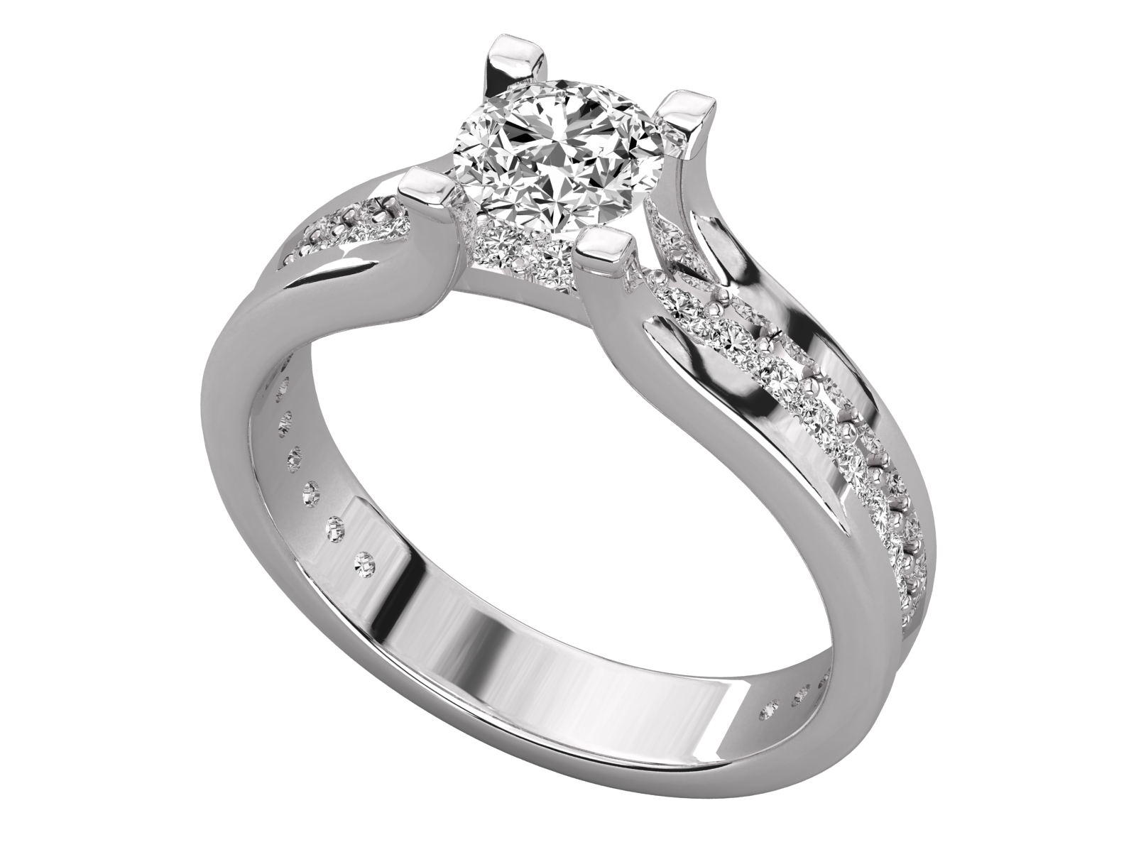 Double Shank Diamond Engagement Ring