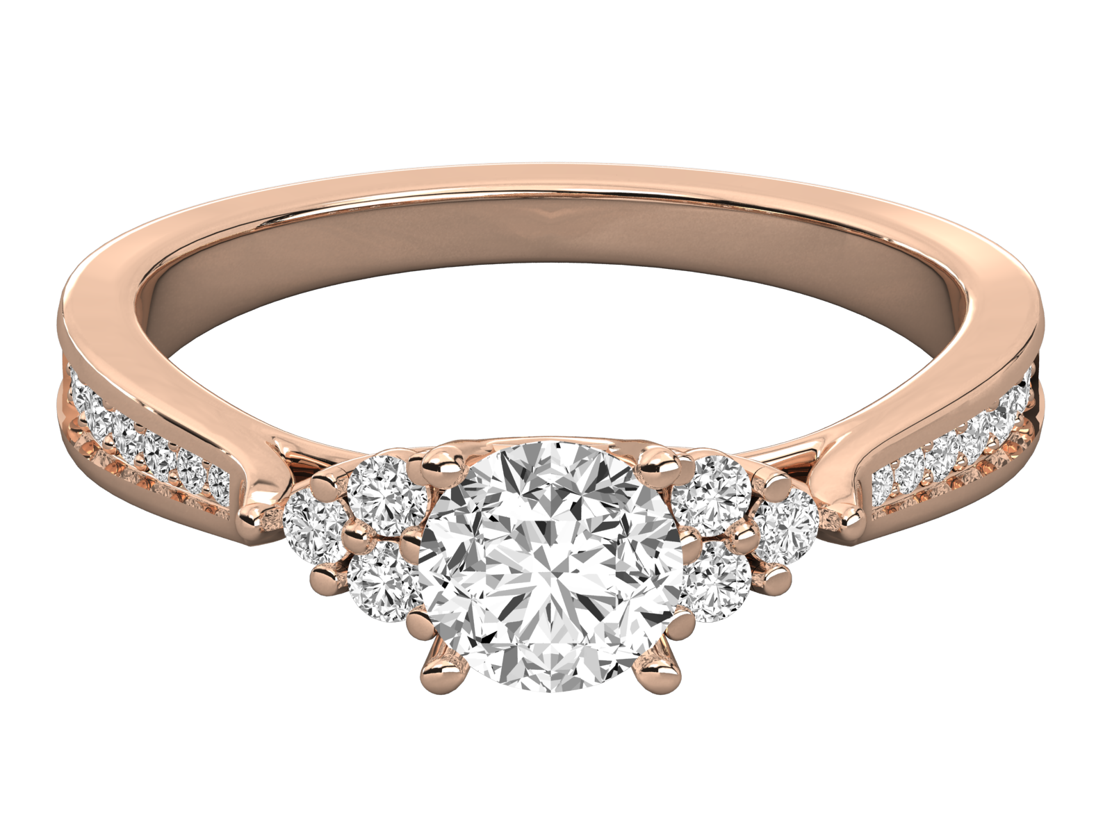 Cluster Accent Diamond Engagement Ring