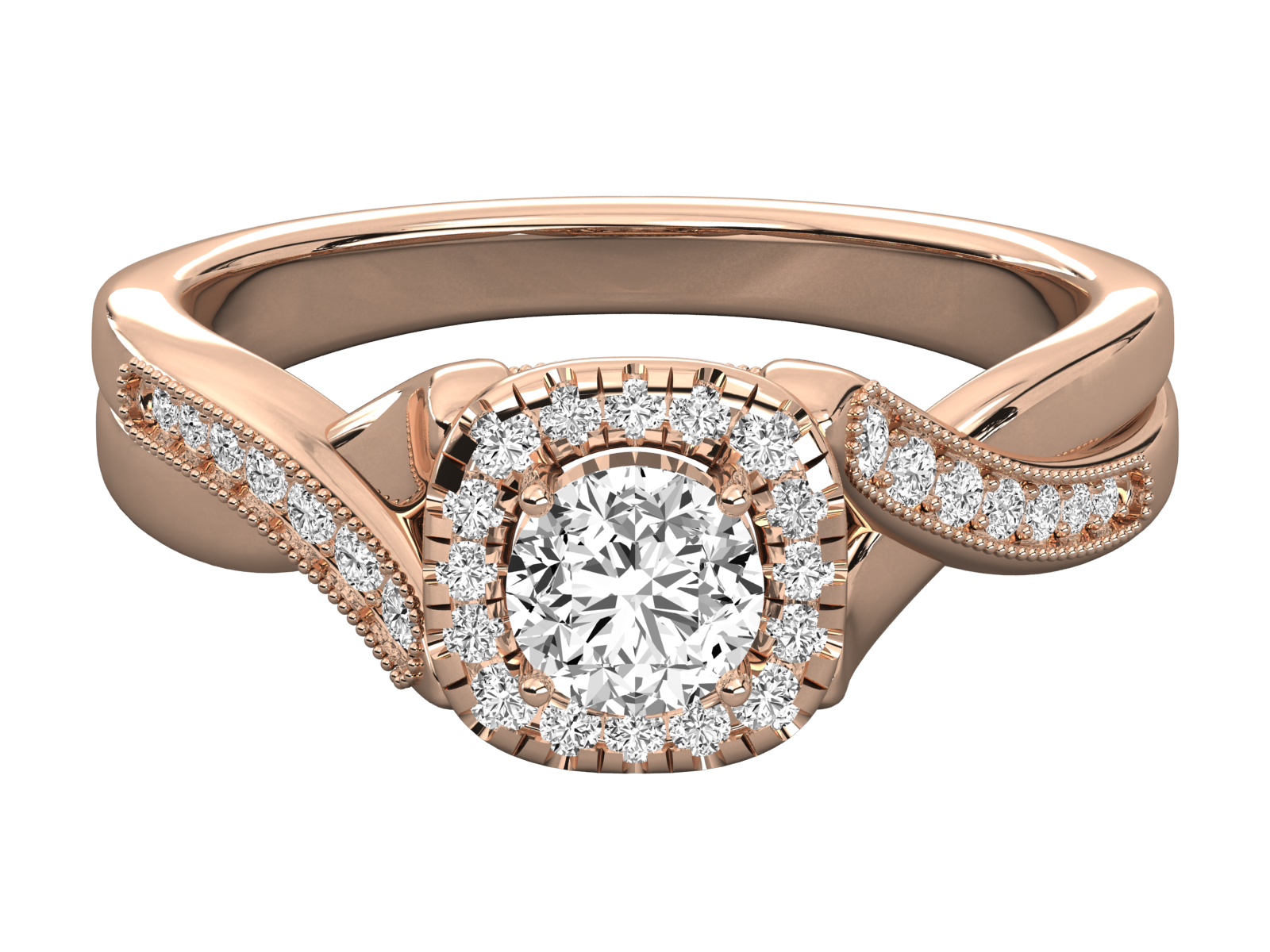 Halo Twist Diamond Engagement Ring