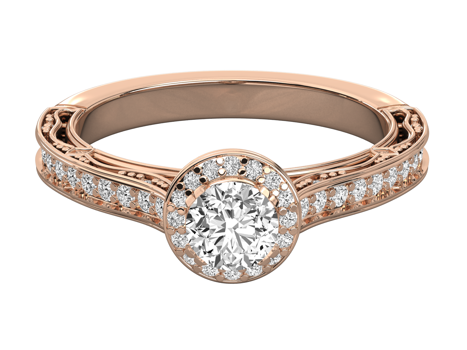 Vintage Halo Round Diamond Engagement Ring
