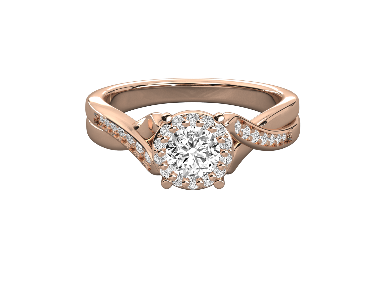 Twisted Halo Diamond Engagement Ring