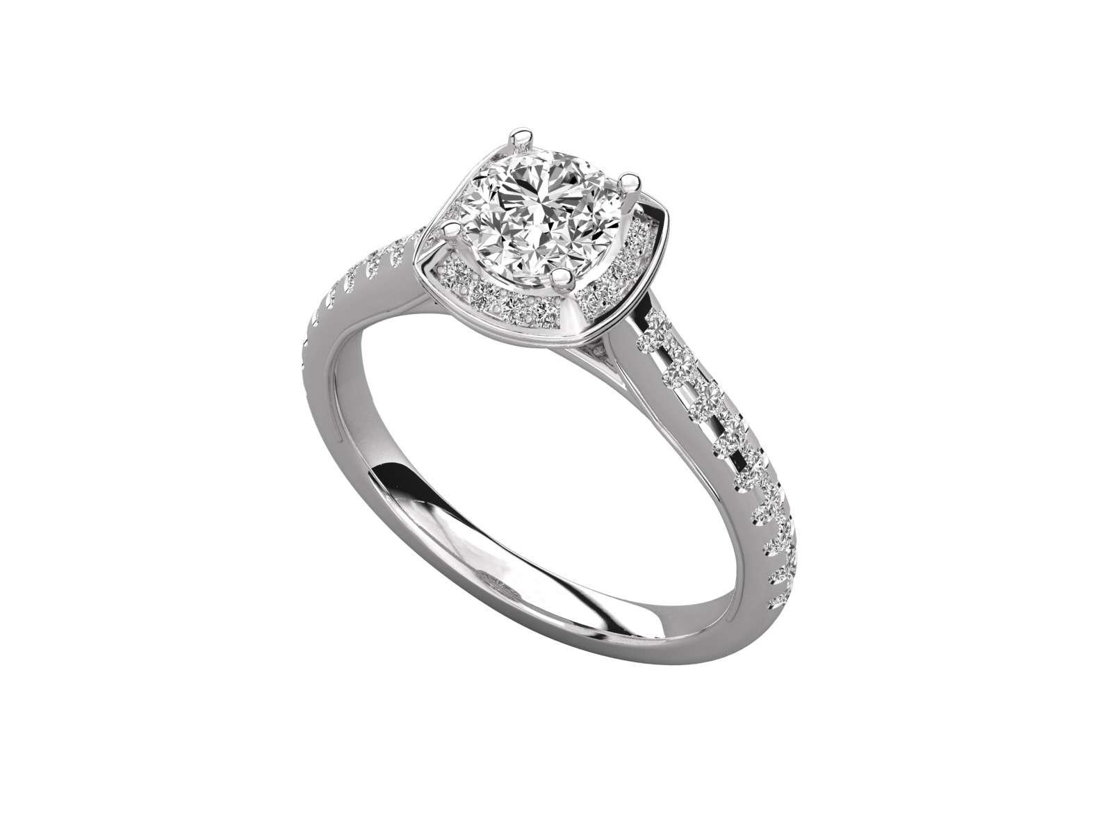 Round Halo Diamond Engagement Ring