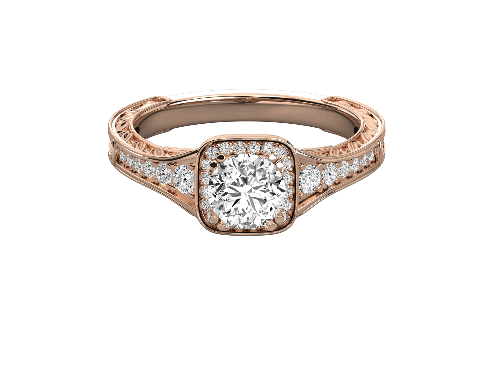 Vintage-Inspired Bezel Halo Engagement Ring