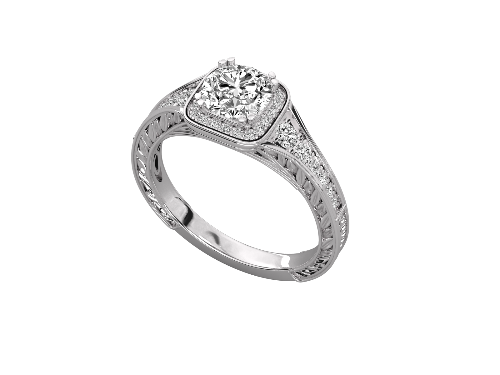 Vintage-Inspired Bezel Halo Engagement Ring