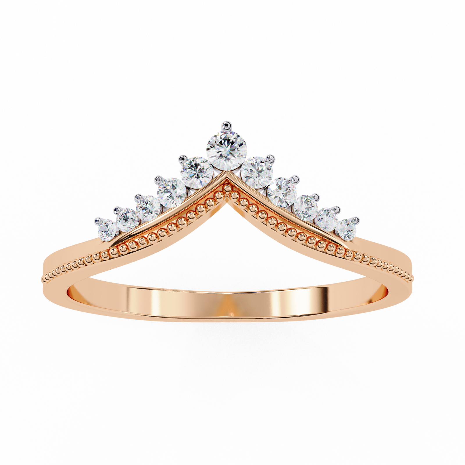 Crown-Inspired Diamond Chevron Ring