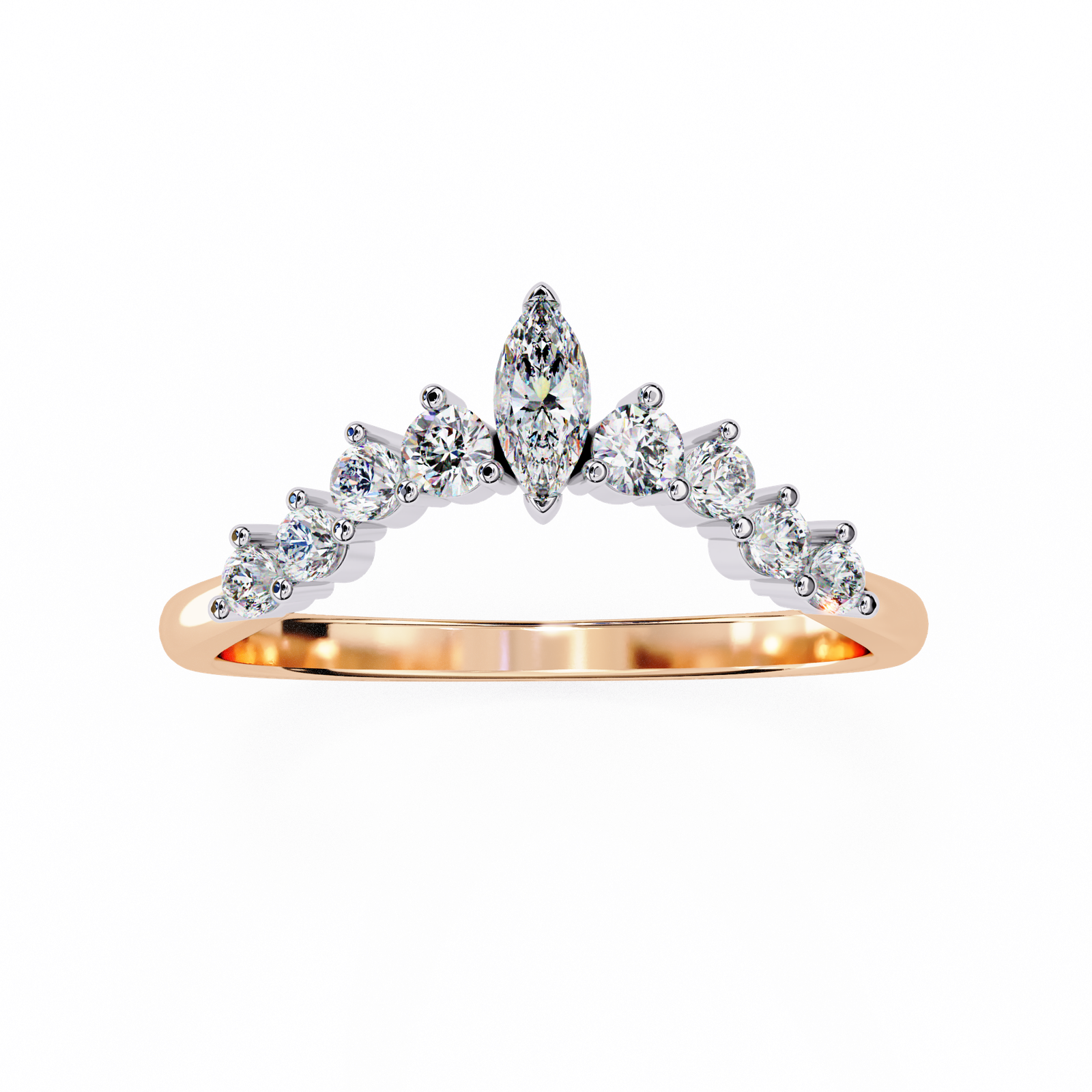 Marquise and Round Diamond Tiara Ring