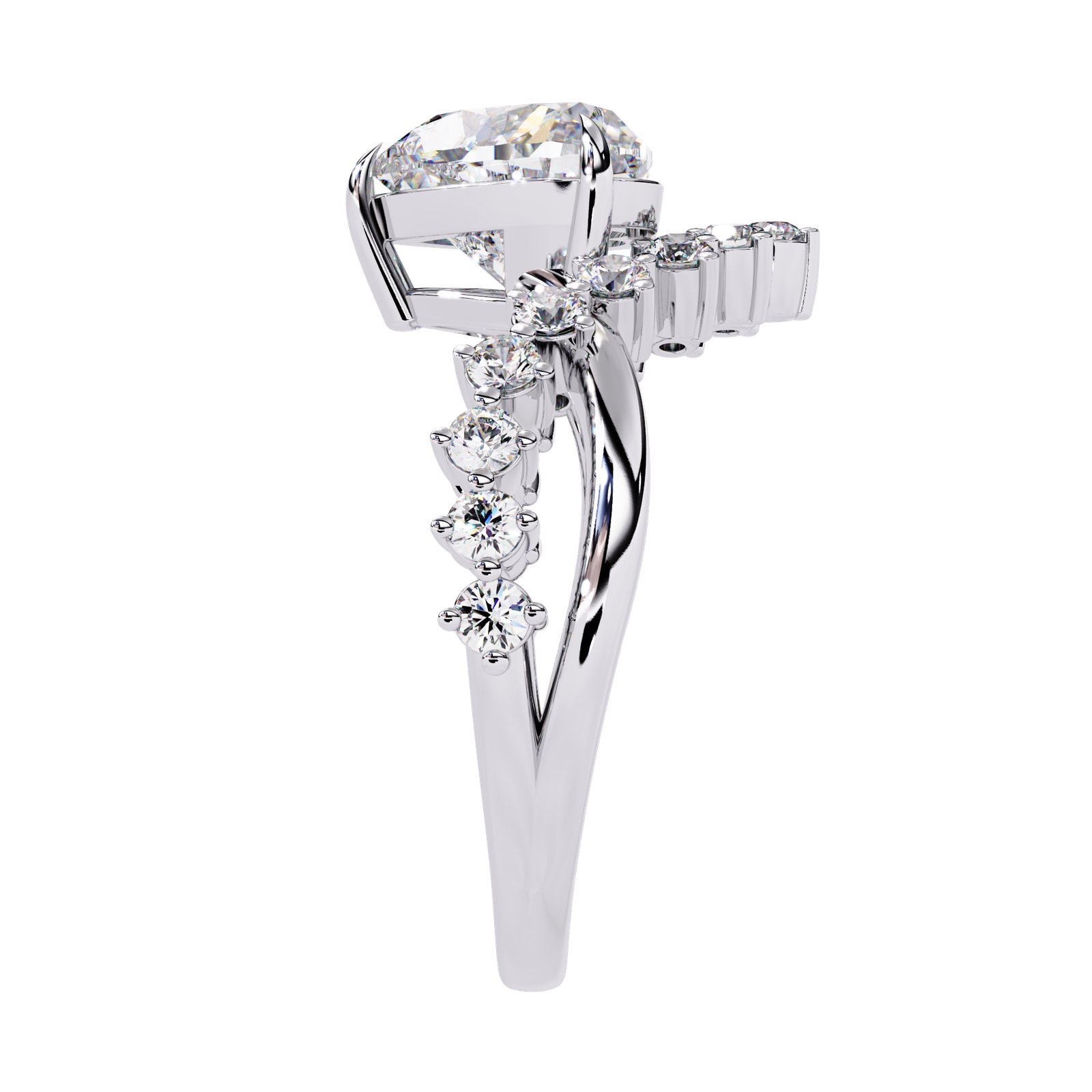 Crowned Love Heart-Shaped Diamond Ring