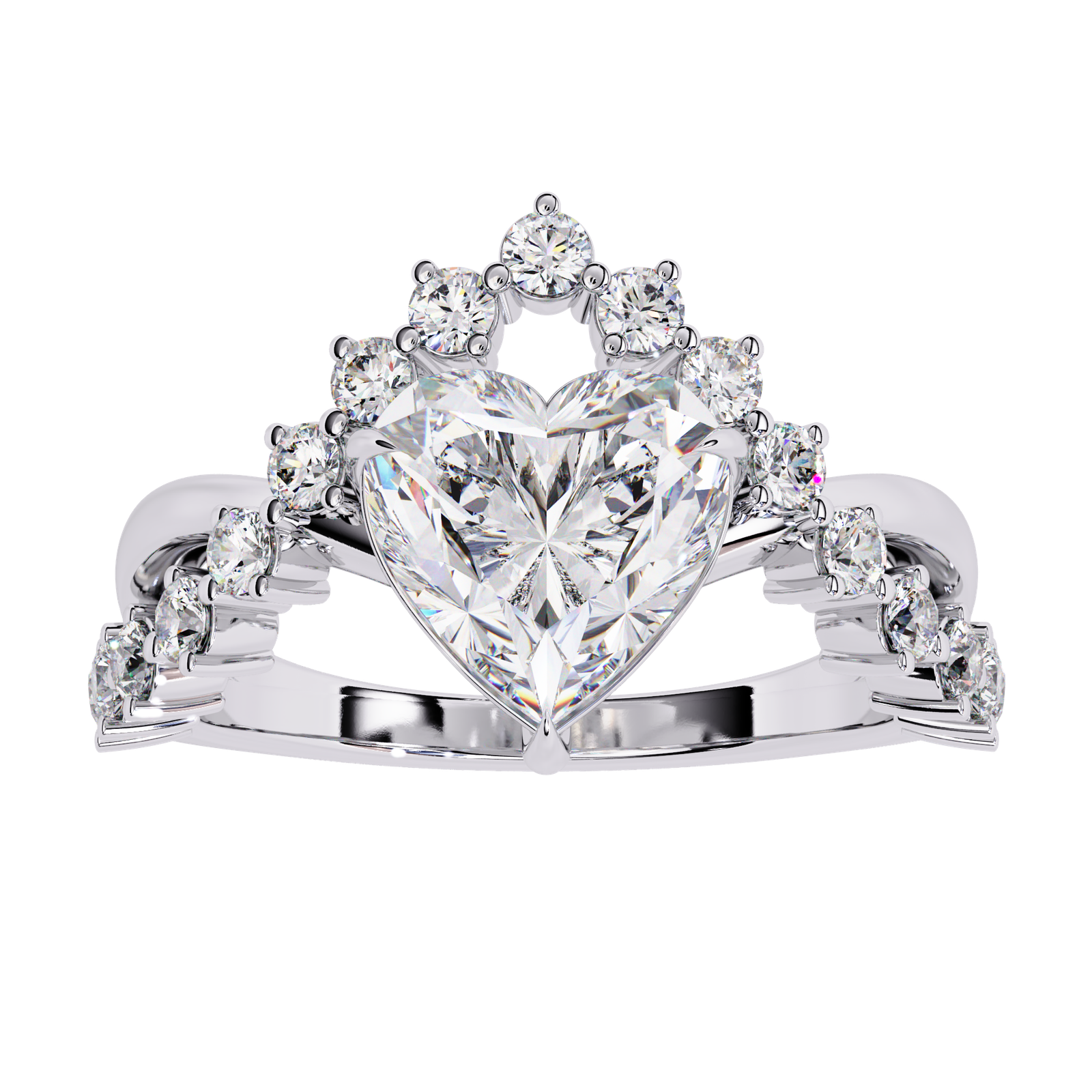 Crowned Love Heart-Shaped Diamond Ring