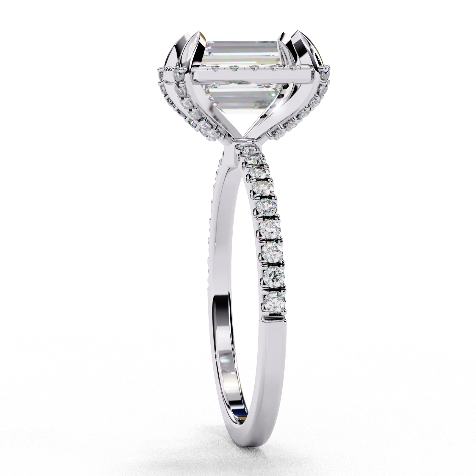 Emerald Cut Diamond Halo Engagement Ring