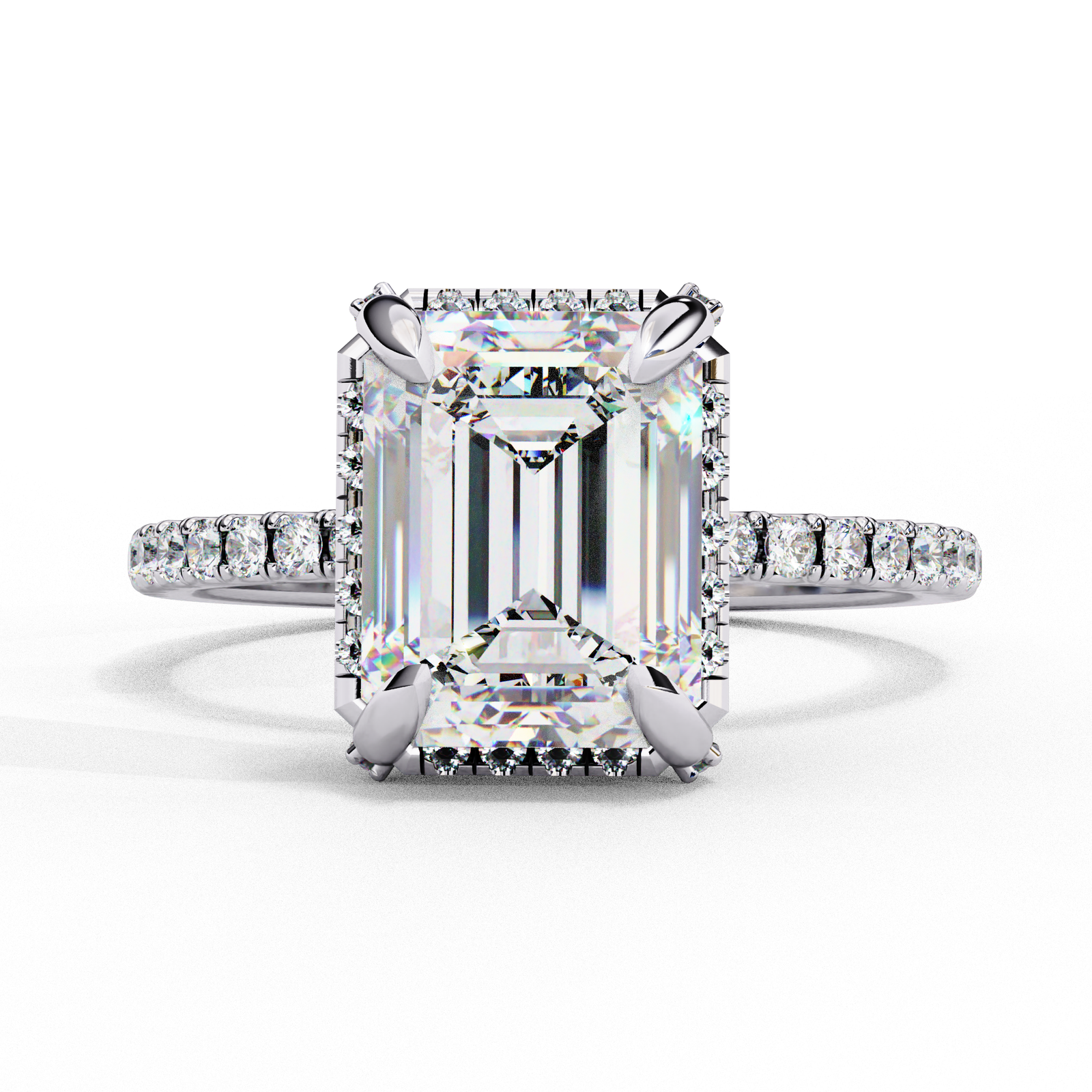 Emerald Cut Diamond Halo Engagement Ring