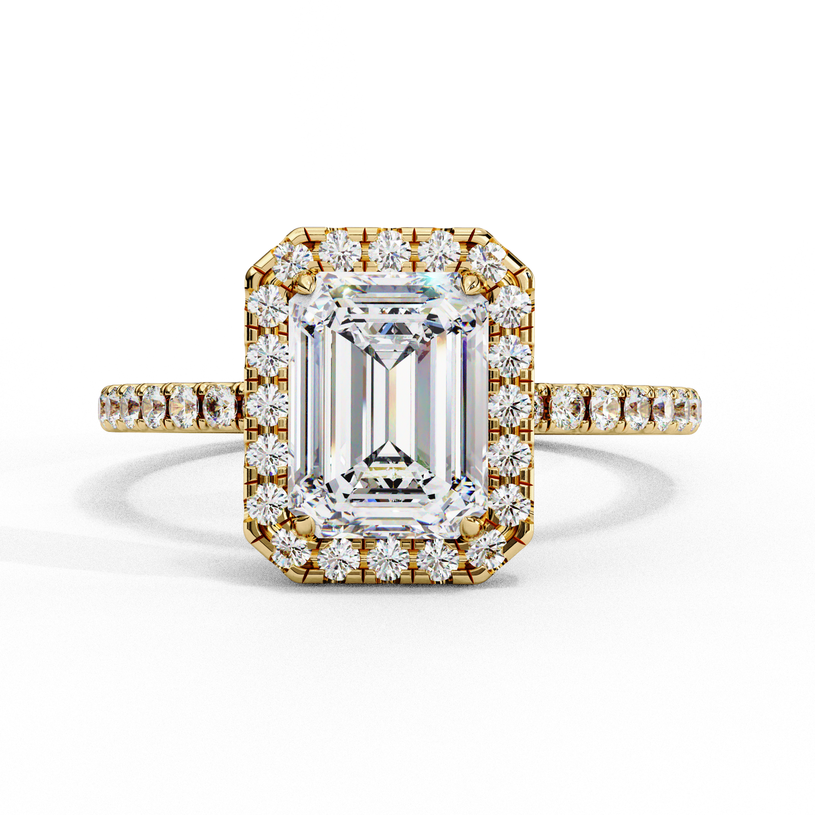 Emerald-Cut Halo Diamond Engagement Ring