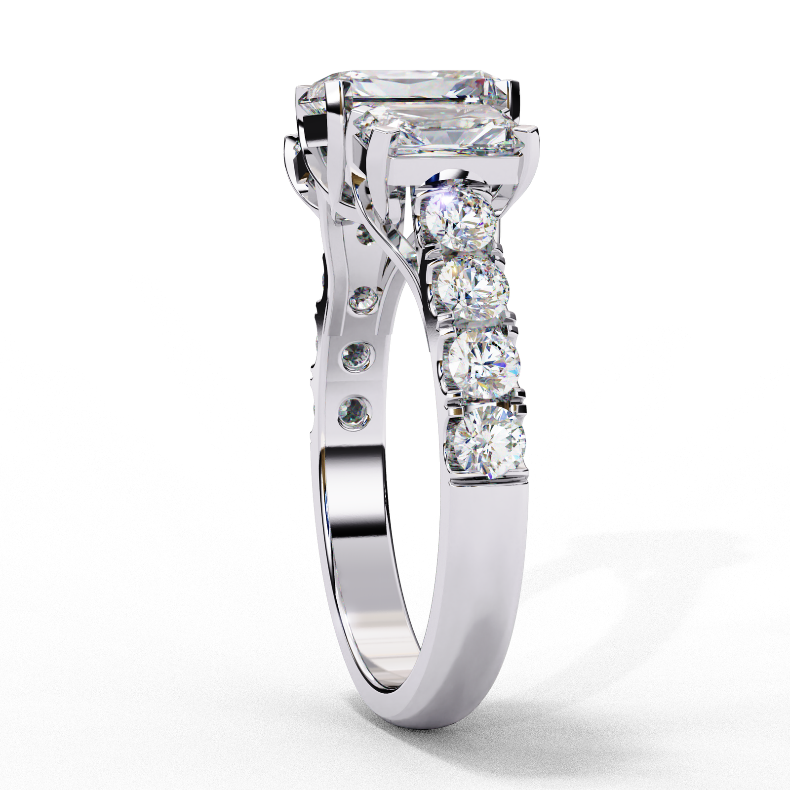 Radiant Cut Three Stone Engagement Ring