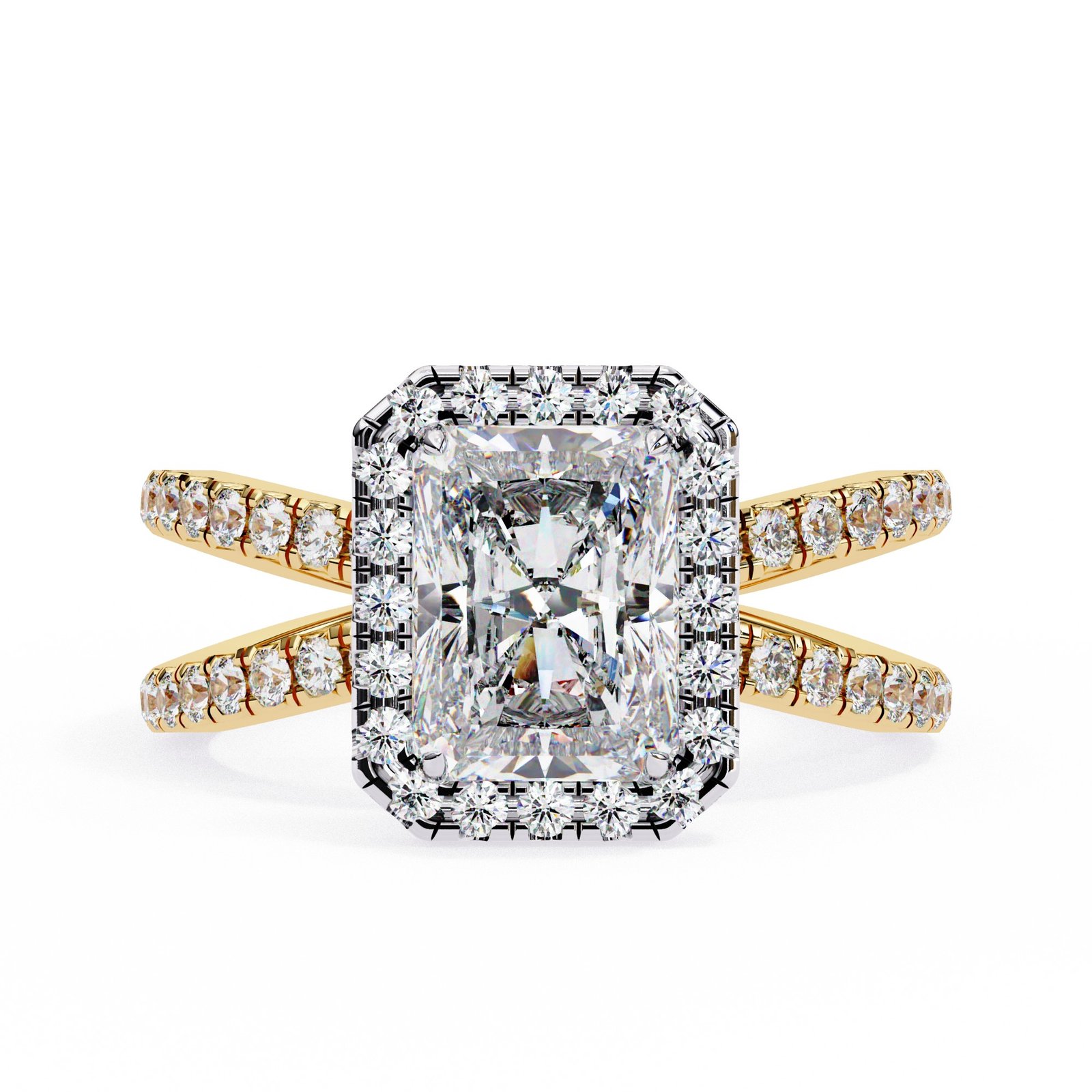 Radiant Cut Halo Diamond Engagement Ring