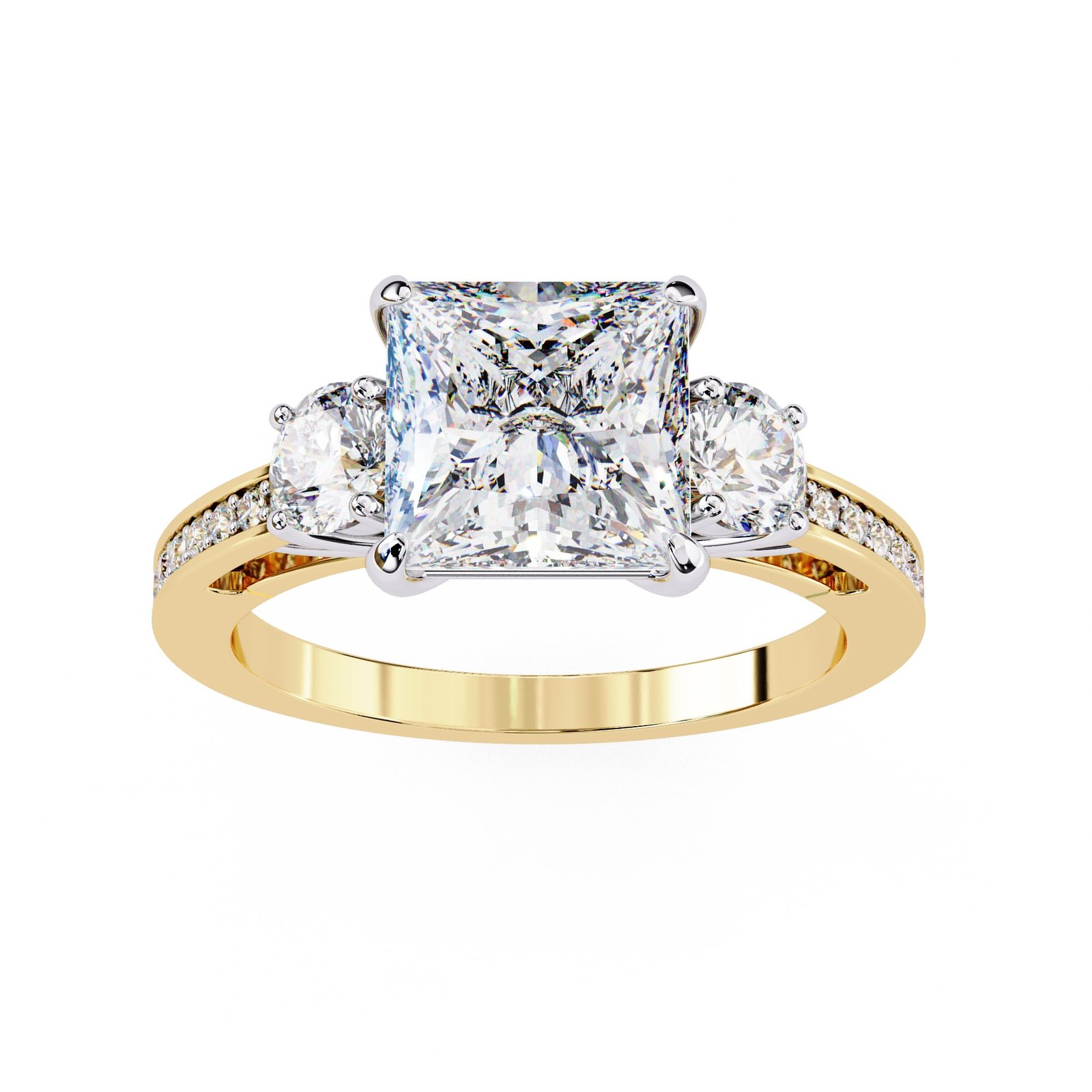 Princess Cut Three-Stone Diamond Engagement Ring
